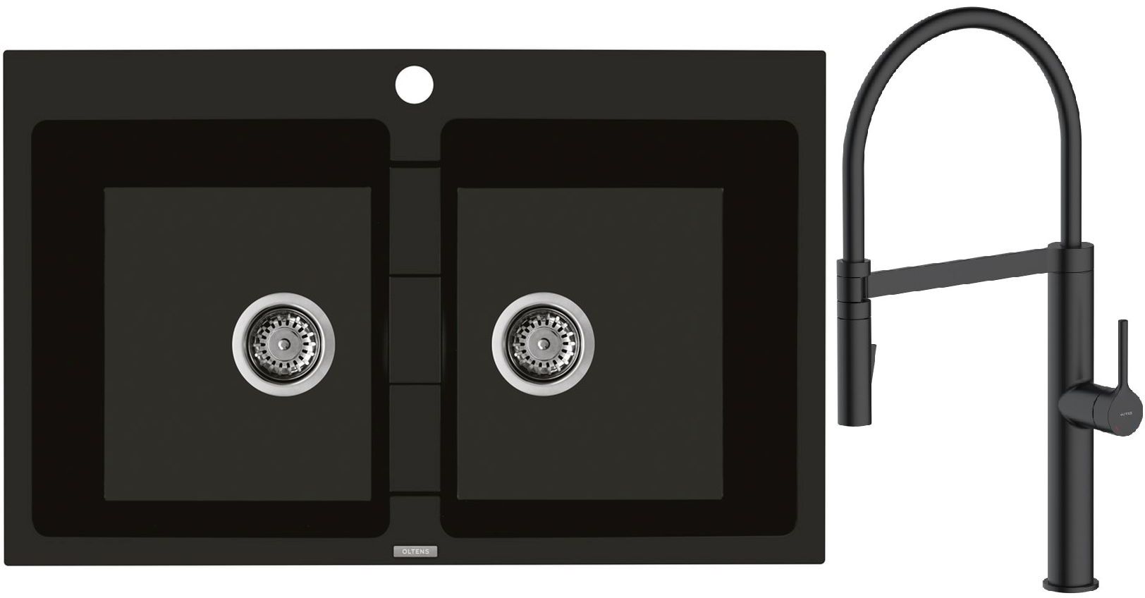 Darmowa Dostawa - Zlewozmywak z baterią czarny / czarna Oltens Gravan abset4741
