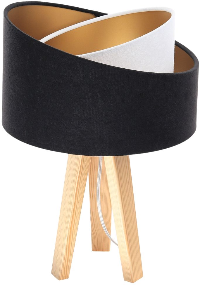 Darmowa Dostawa - Lampa stołowa 1x60 W biała-czarna-złota-drewno BPS Koncept Galaxy 060S025