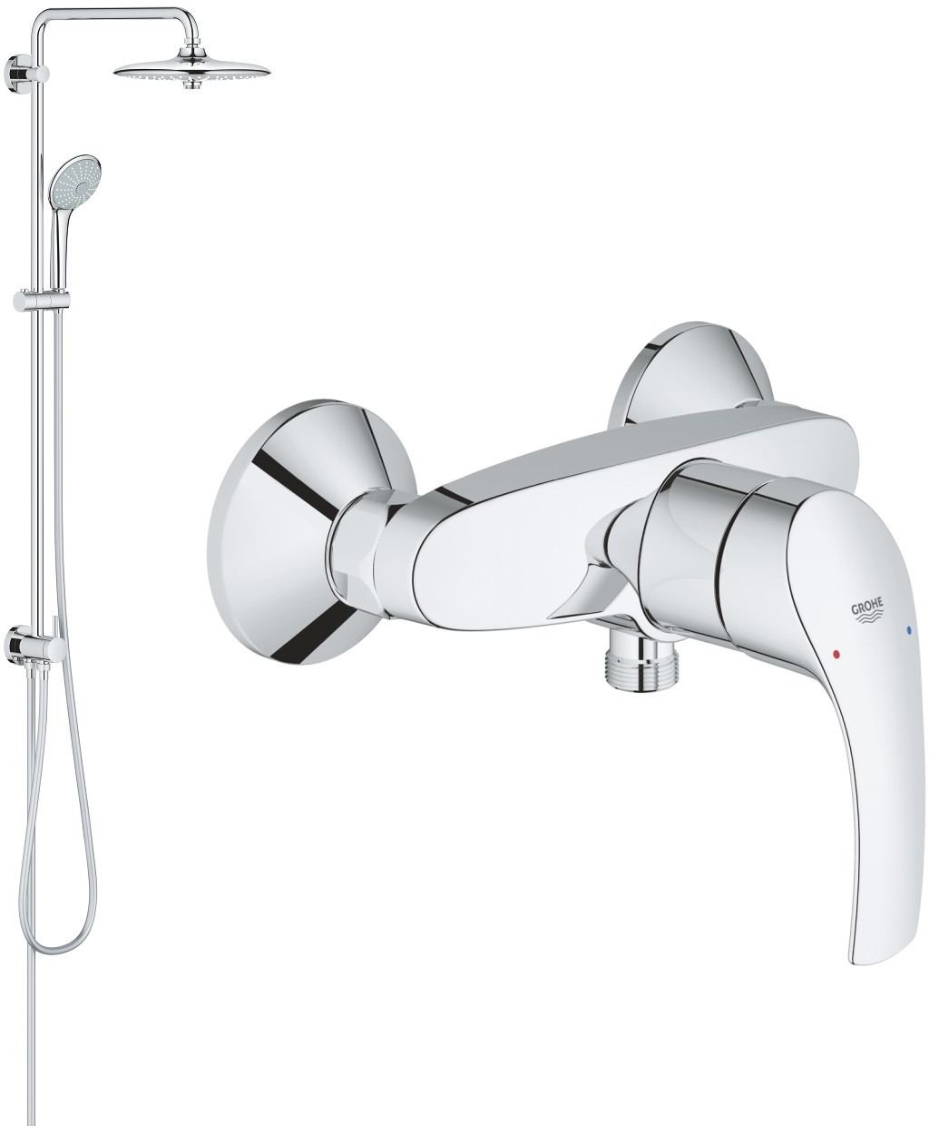 Darmowa Dostawa - Zestaw prysznicowy ścienny z deszczownicą starlight chrome Grohe Eurosmart abset1542