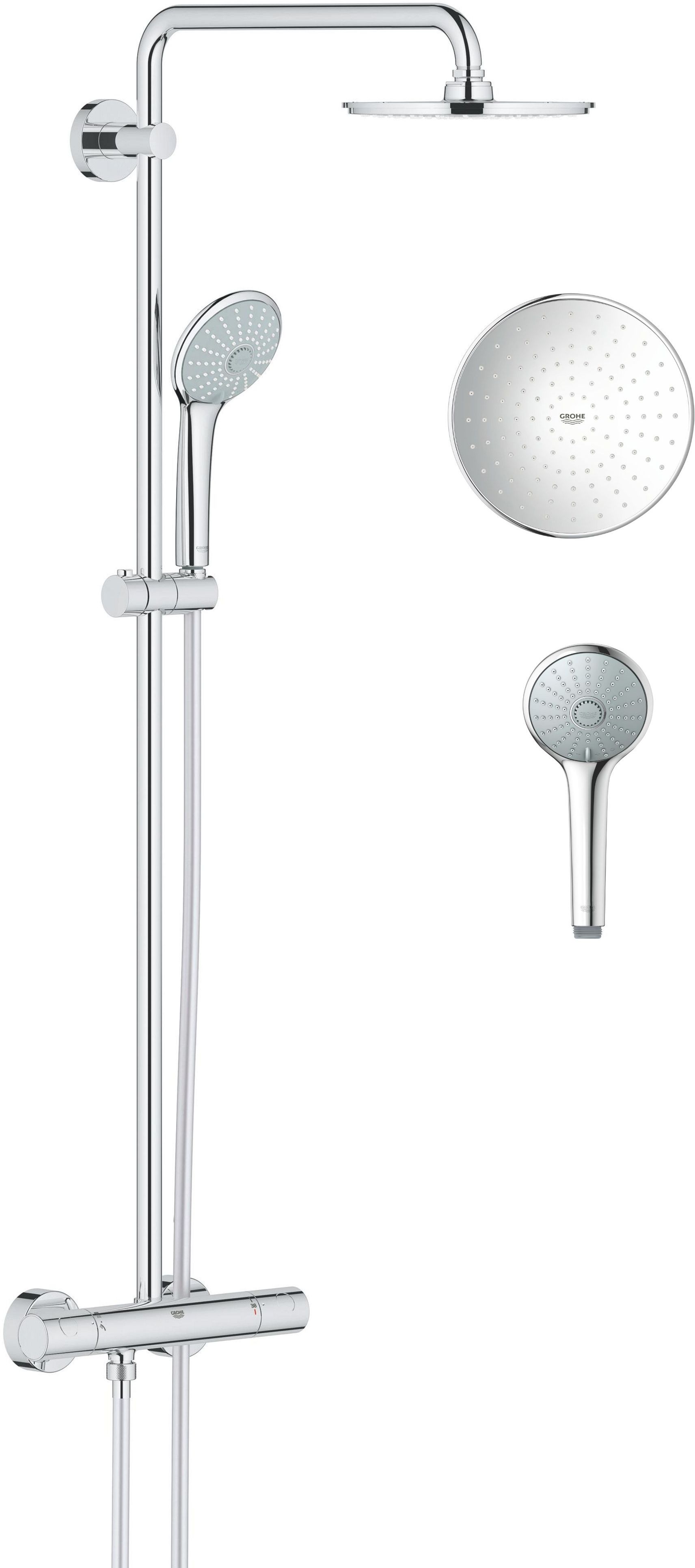 Darmowa Dostawa - Zestaw prysznicowy ścienny termostatyczny z deszczownicą starlight chrome Grohe Euphoria 27964000