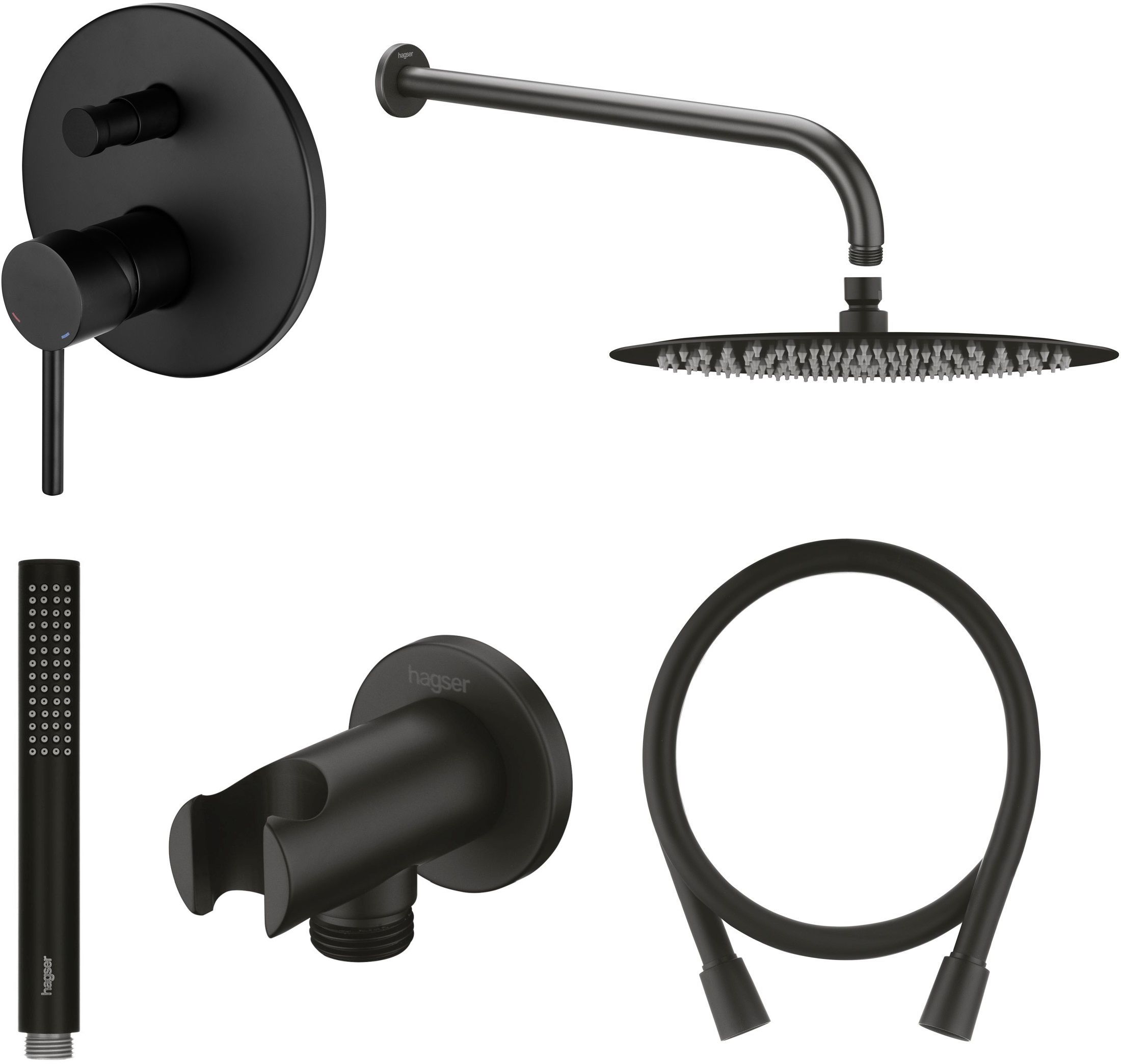 Darmowa Dostawa - Zestaw prysznicowy podtynkowy z deszczownicą czarny Hagser Lisa HGR21000036