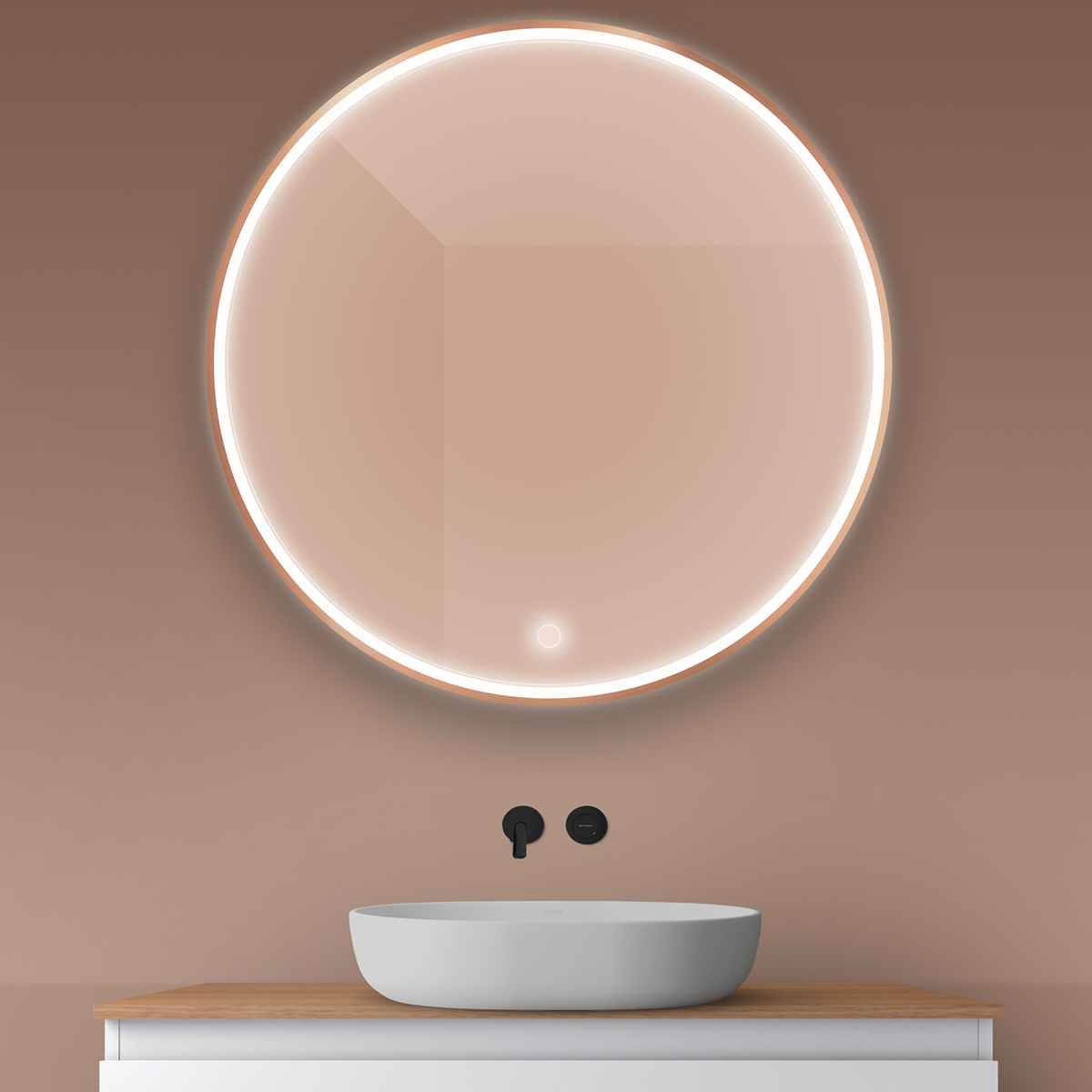 Darmowa Dostawa - Lustro 100x100 cm okrągłe z oświetleniem z matą grzewczą Oltens Nordlis 64102610