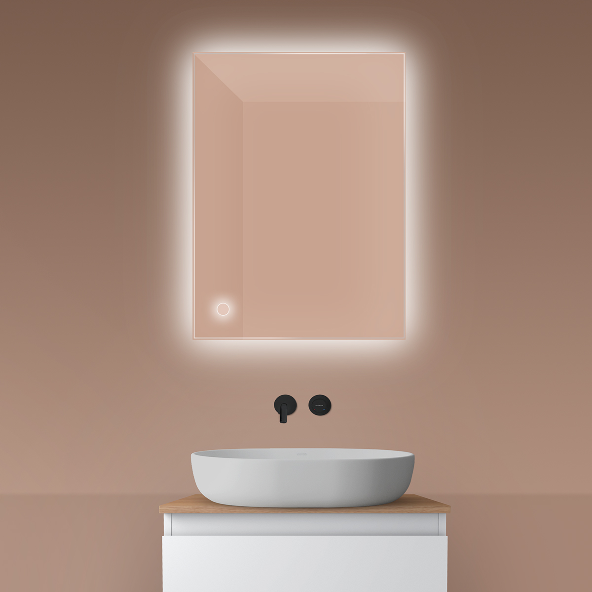 Darmowa Dostawa - Lustro 60x80 cm prostokątne z oświetleniem z matą grzewczą Oltens Nordlis 64115000