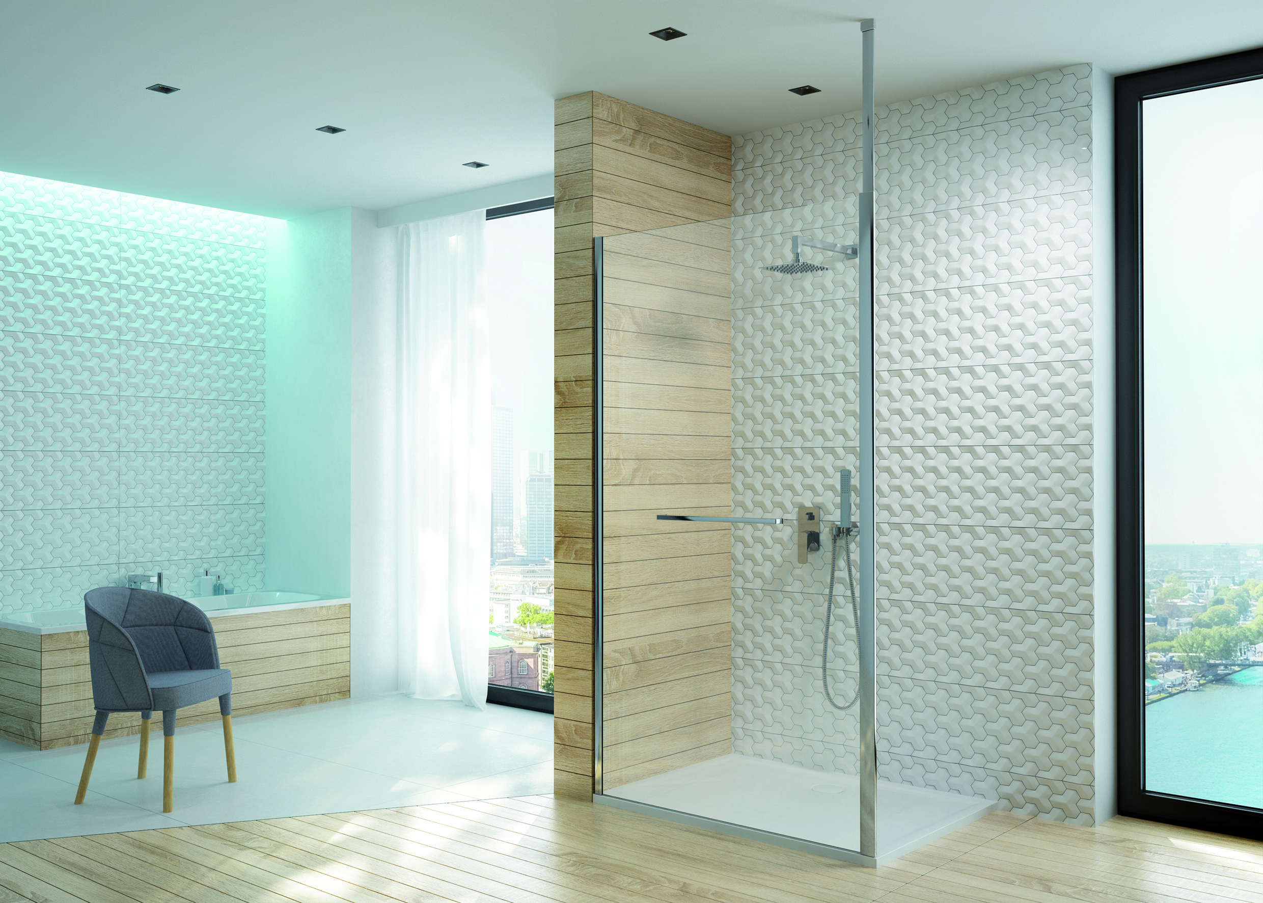 Darmowa Dostawa - Ścianka prysznicowa 90 cm chrom połysk/szkło przezroczyste Sanplast Altus 600121253142401