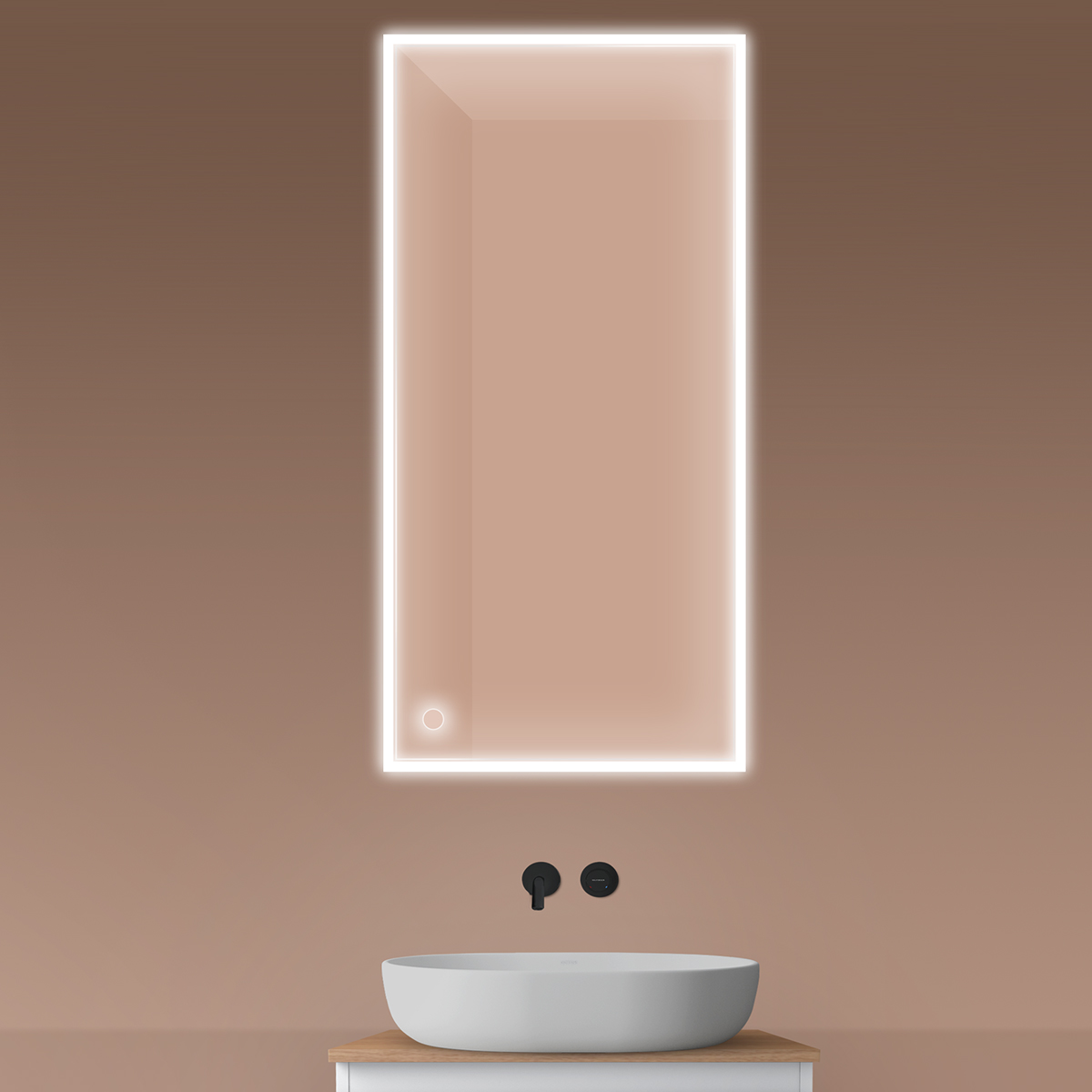 Darmowa Dostawa - Lustro 60x120 cm prostokątne z oświetleniem z matą grzewczą Oltens Nordlis 64107000