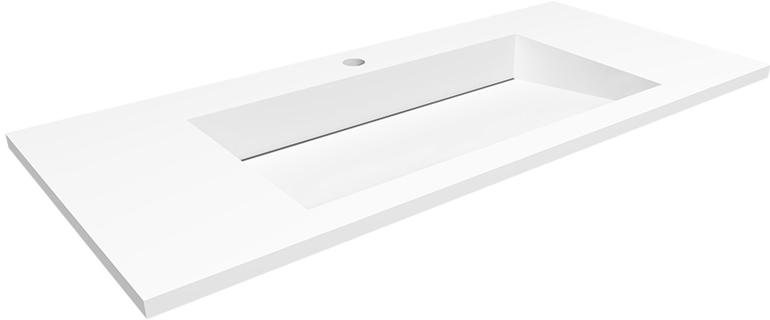 Darmowa Dostawa - Umywalka 100x45 cm prostokątna wpuszczana-z blatem biała Cristalstone Linea Ideal U1000MCOLCCR