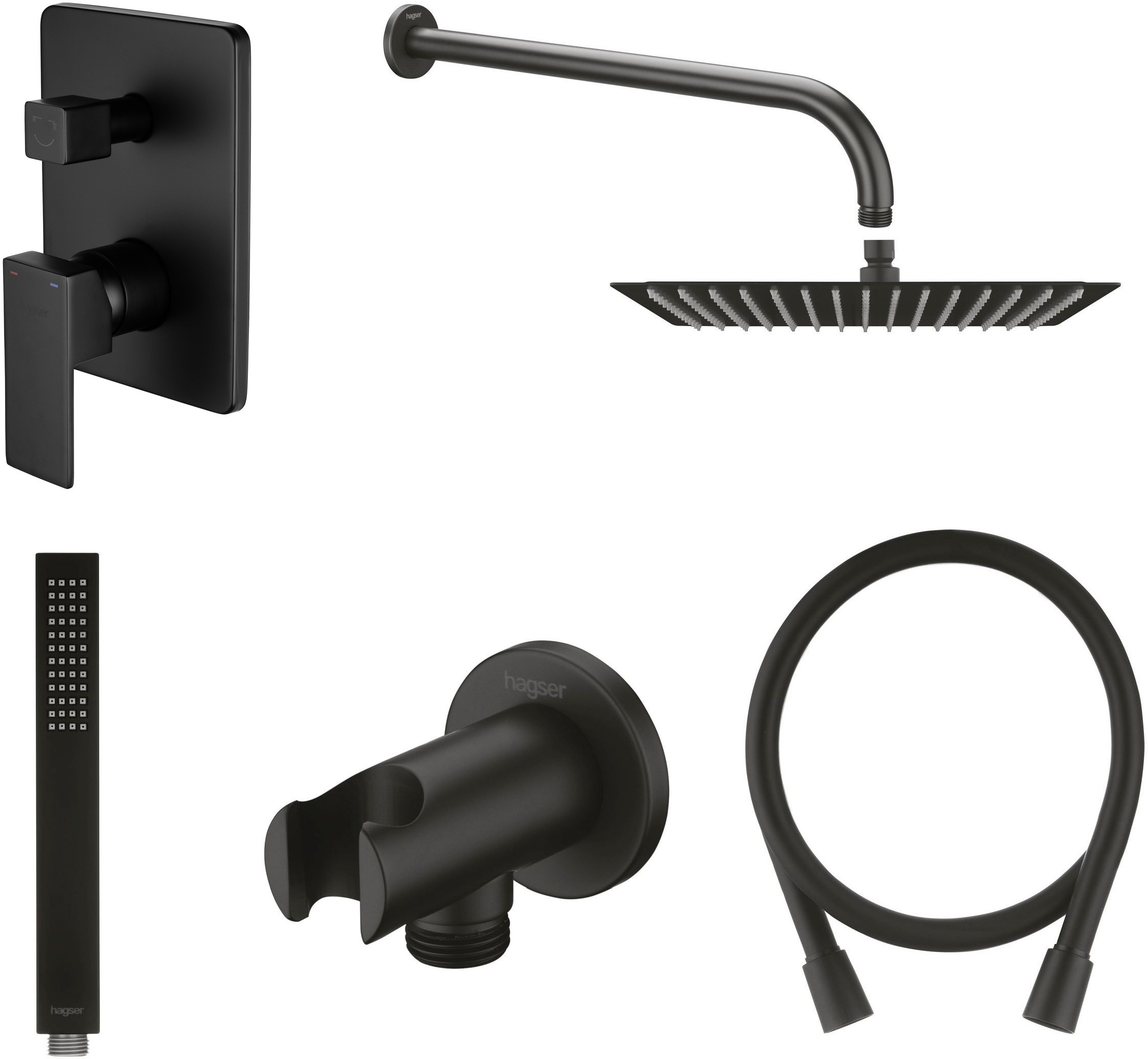 Darmowa Dostawa - Zestaw prysznicowy podtynkowy z deszczownicą czarny Hagser Ulva HGR25000036