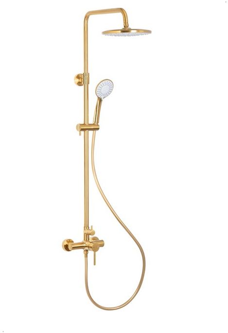 Darmowa Dostawa - Zestaw prysznicowy ścienny z deszczownicą złoty KFA Armatura Moza 503691031