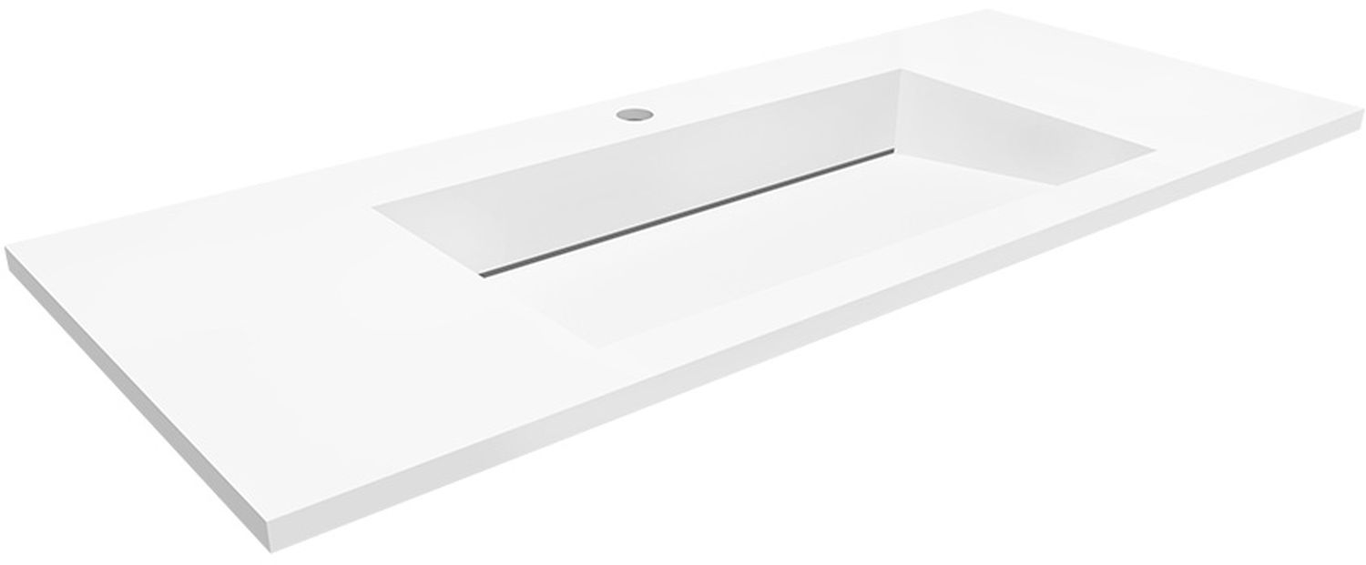 Darmowa Dostawa - Umywalka 110x45 cm prostokątna wpuszczana-z blatem biała Cristalstone Linea Ideal U1100MCOLCCR