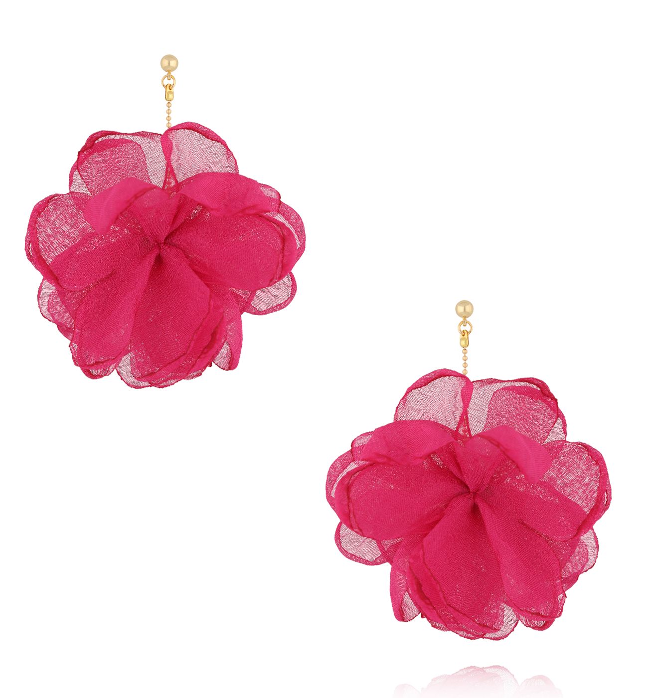 Kolczyki fuksjowe z tkaniną KBL1950