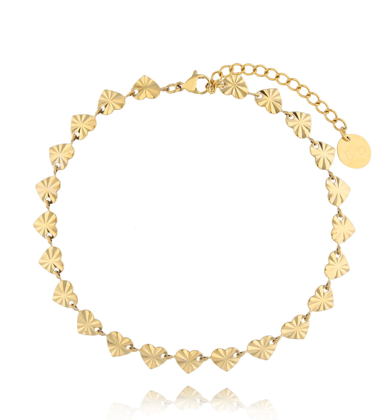 Bransoletka na nogę ze złotymi sercami BNSY0027 - By Dziubeka