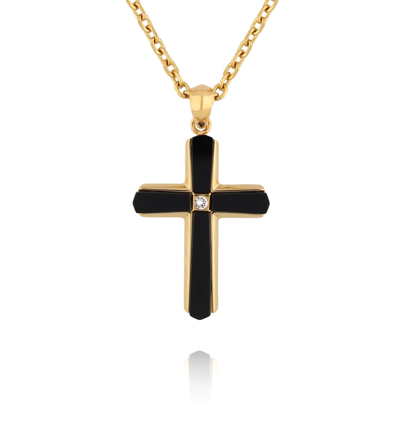 Naszyjnik z krzyżem i onyksem - By Dziubeka