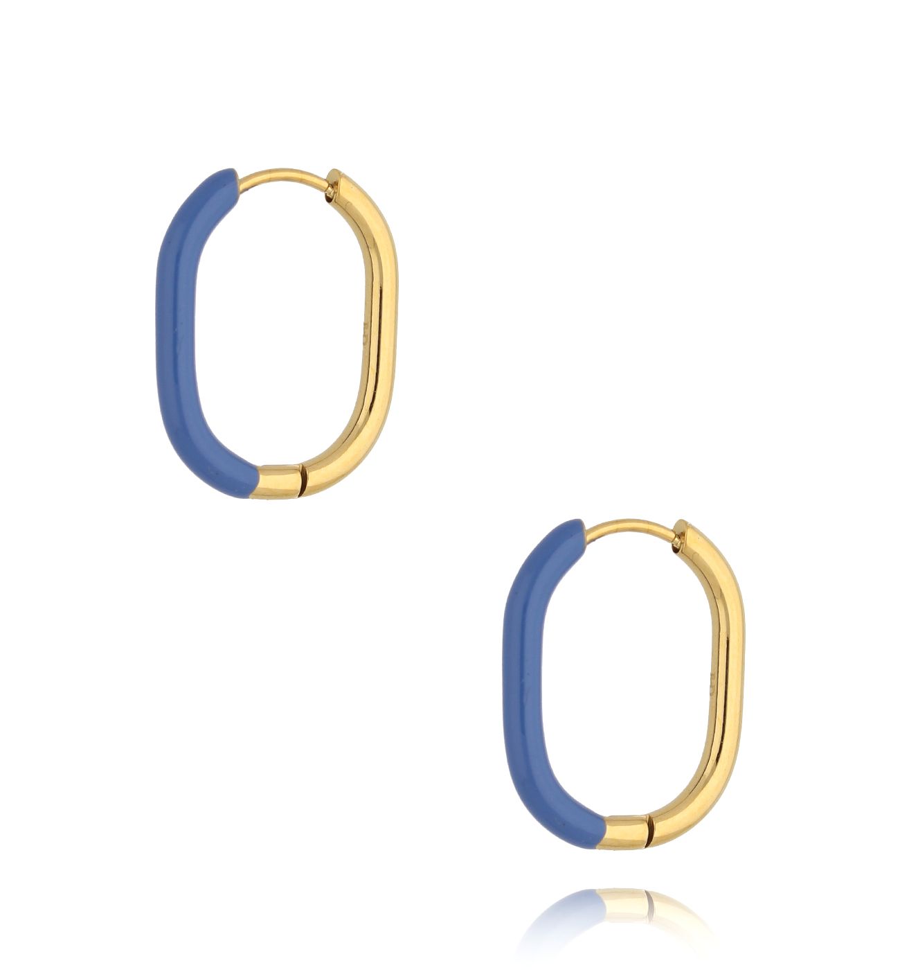 Kolczyki złote z niebieską emalią owalne Enamel KSA1560
