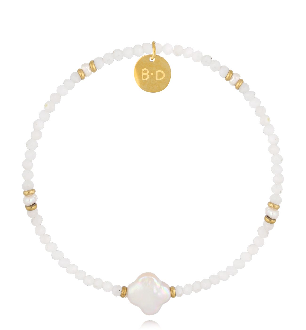 Bransoletka z koniczynką perłową i kamieniami i księżycowymi BTW2933