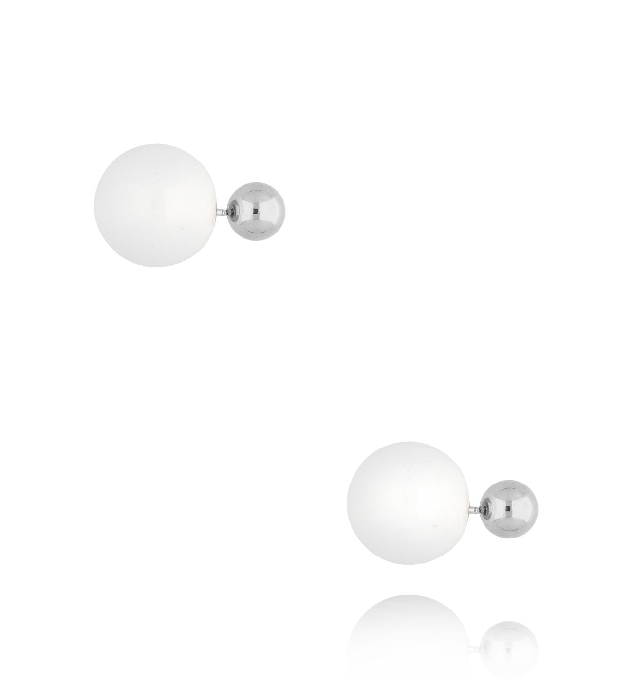 Kolczyki srebrne kulki z białą emalią Balls KSA1495