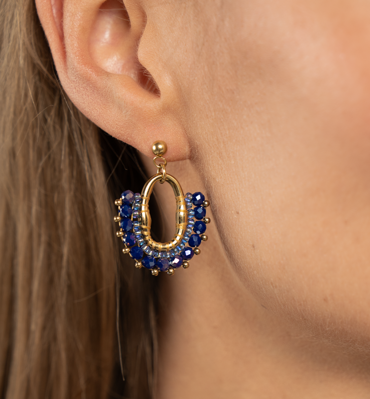 Kolczyki z kryształkami granatowe KSC0154