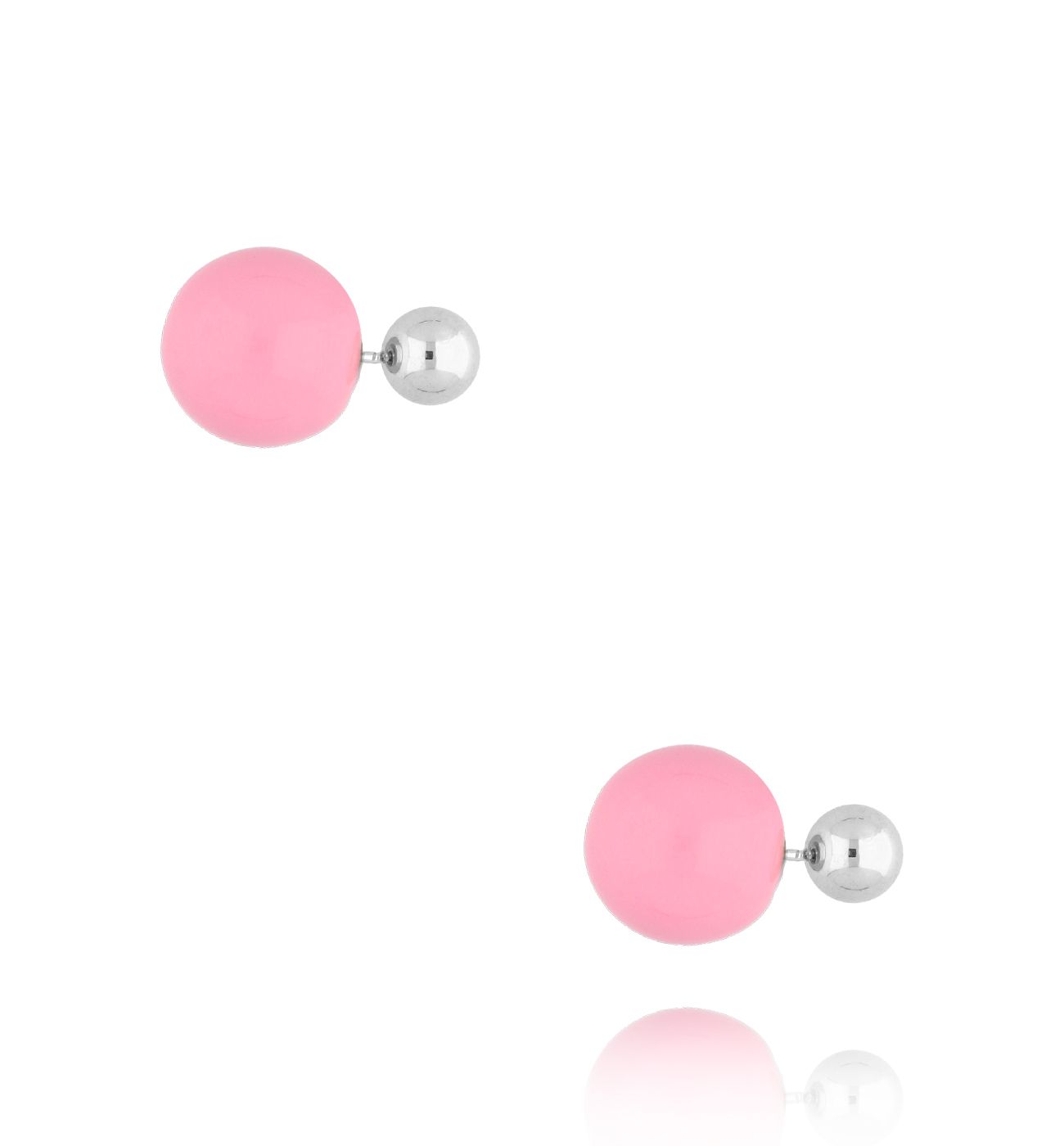 Kolczyki srebrne kulki z różową emalią Balls KSA1497