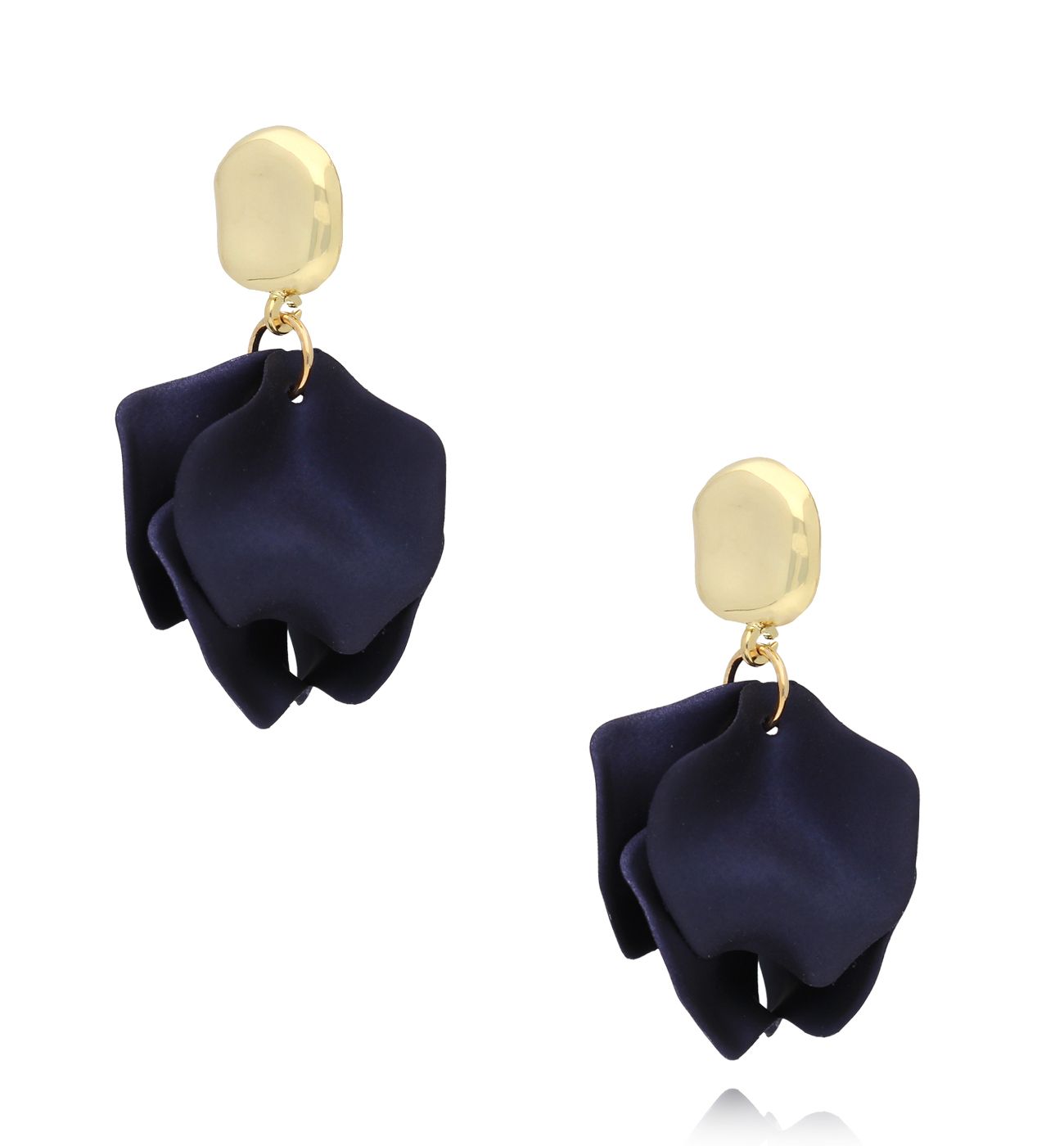 Kolczyki granatowe z płatkami Berenika KFF0118 - By Dziubeka