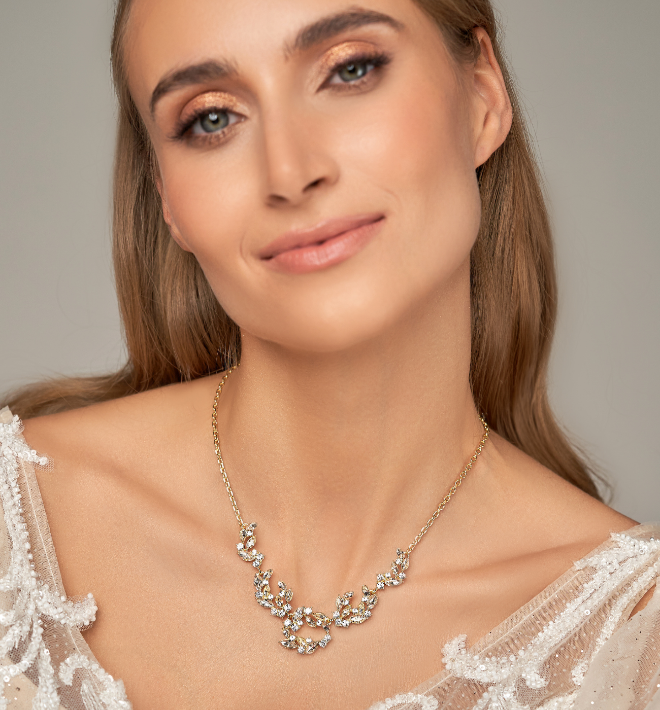 Naszyjnik złoty z kryształami Affection - By Dziubeka