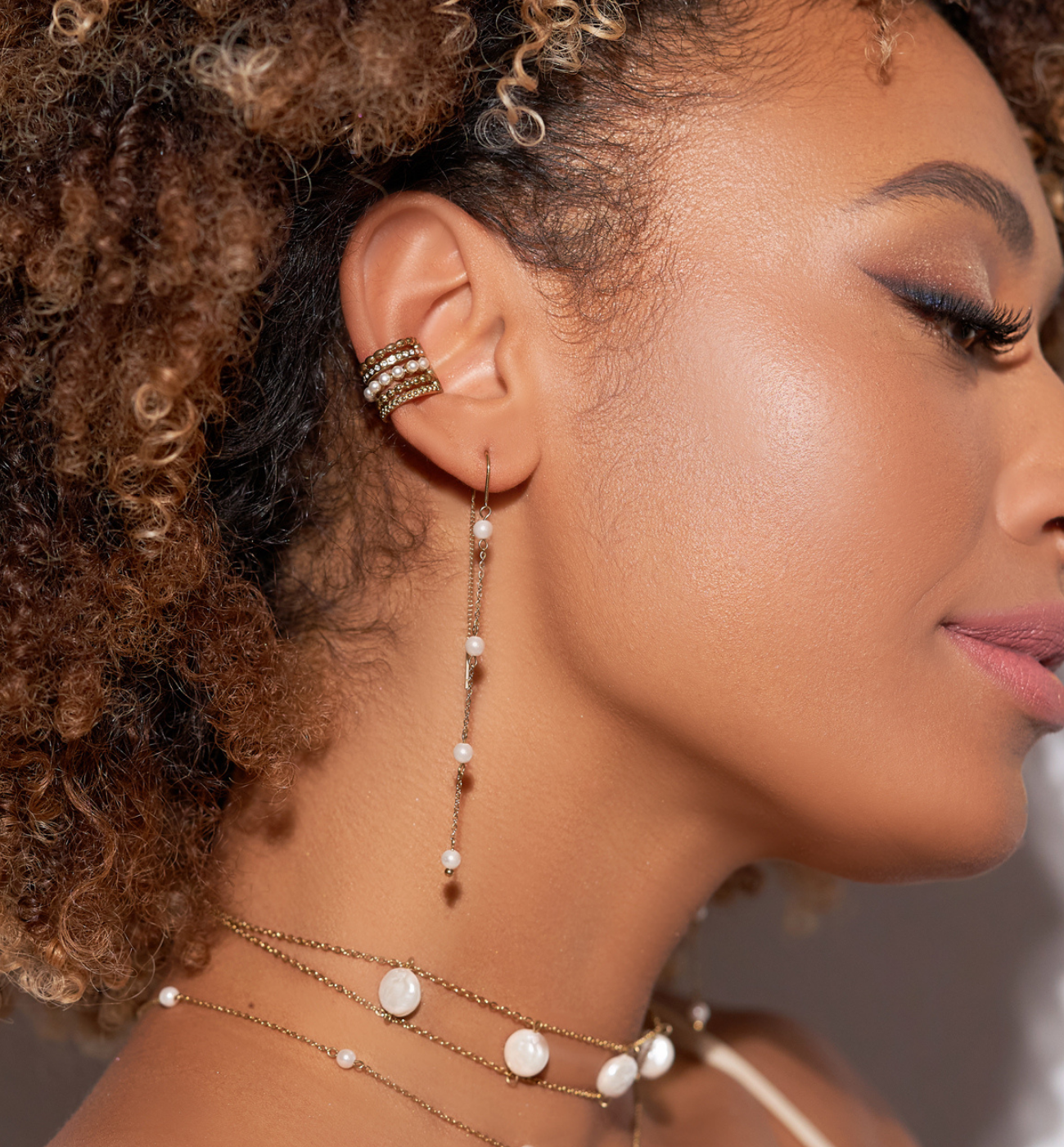 Kolczyki złote z perłami South - By Dziubeka