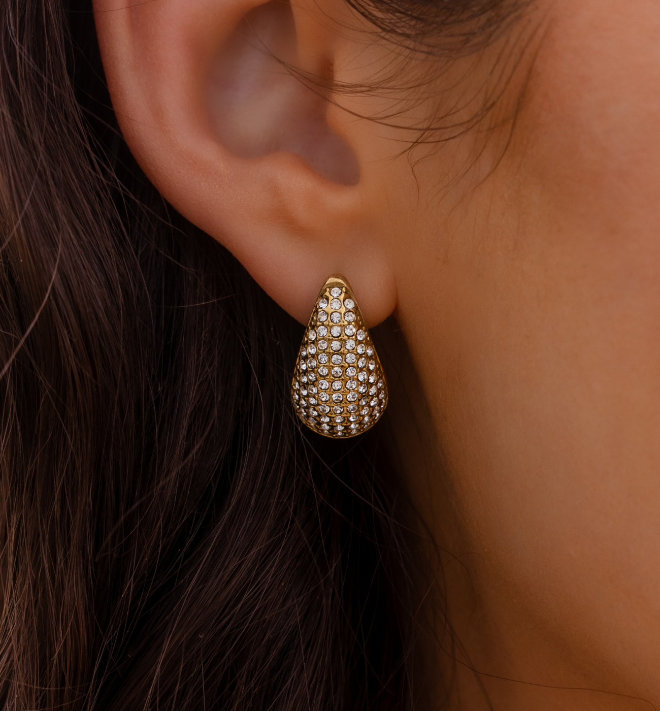 Kolczyki krople z cyrkoniami złote Crystal Raindrop - By Dziubeka