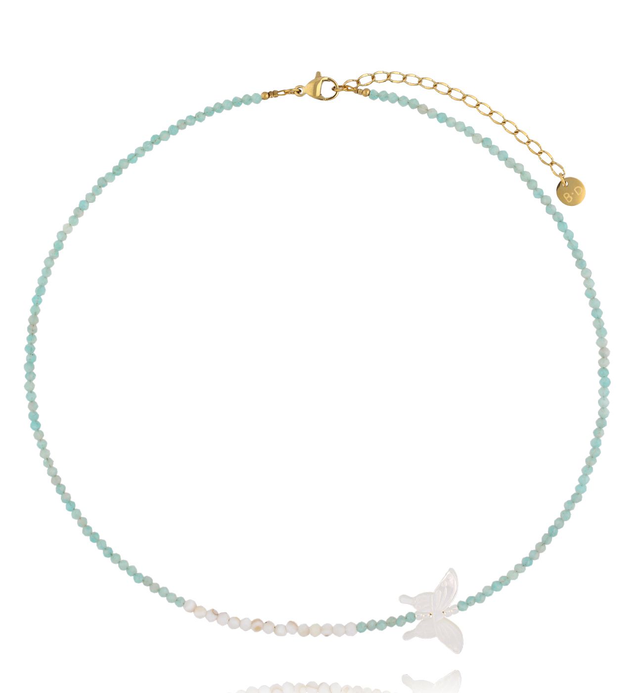 Naszyjnik z amazonitami i motylem - By Dziubeka