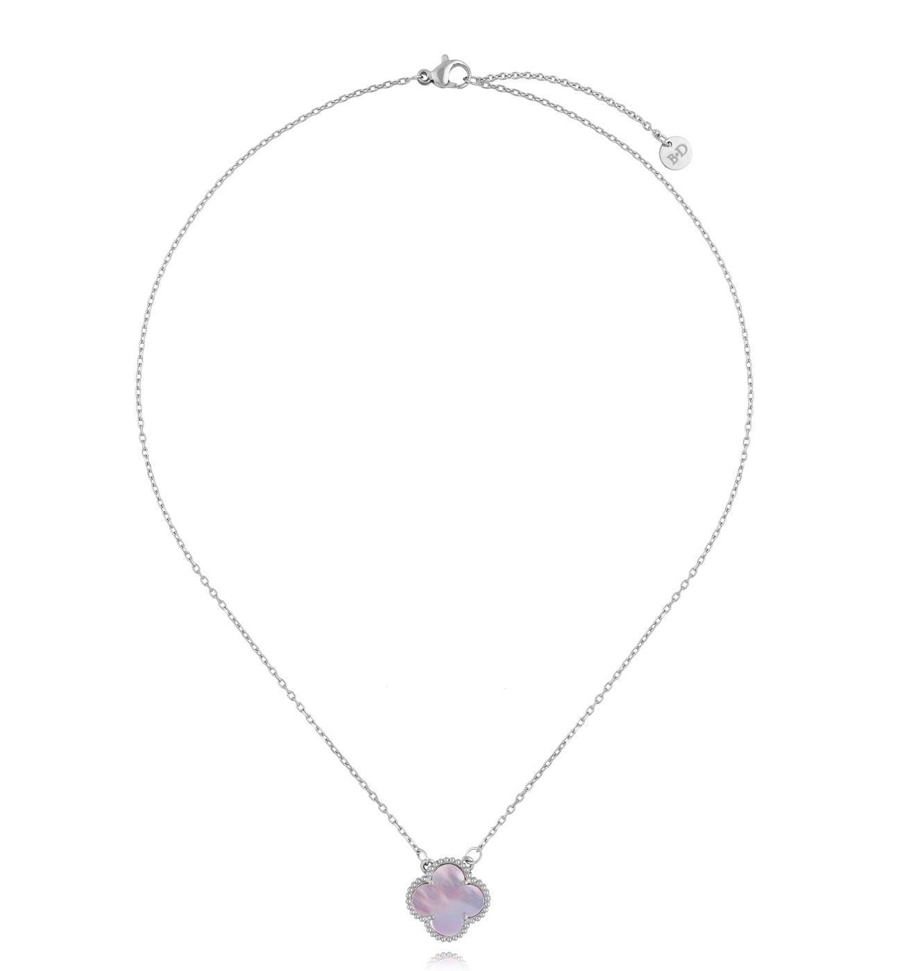 Naszyjnik z fioletową perłową koniczynką srebrny NSY0397 - By Dziubeka
