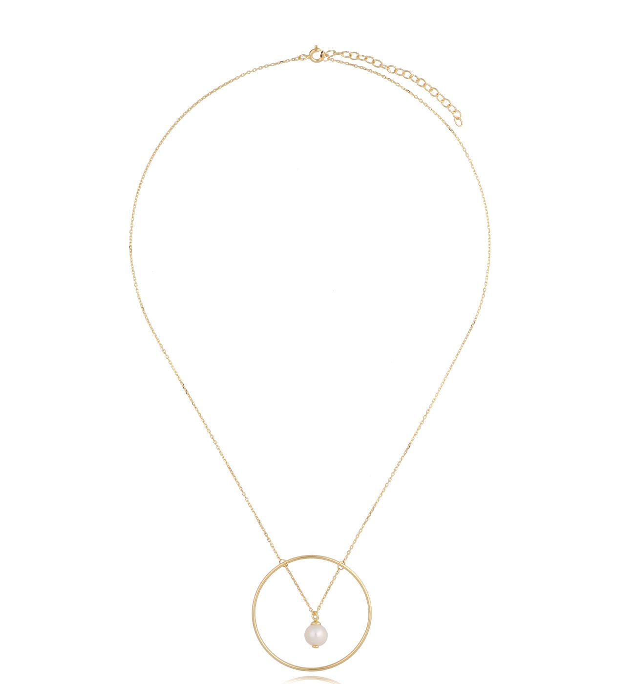 Naszyjnik pozłacany z kołem i jasną perłą Telescope - By Dziubeka