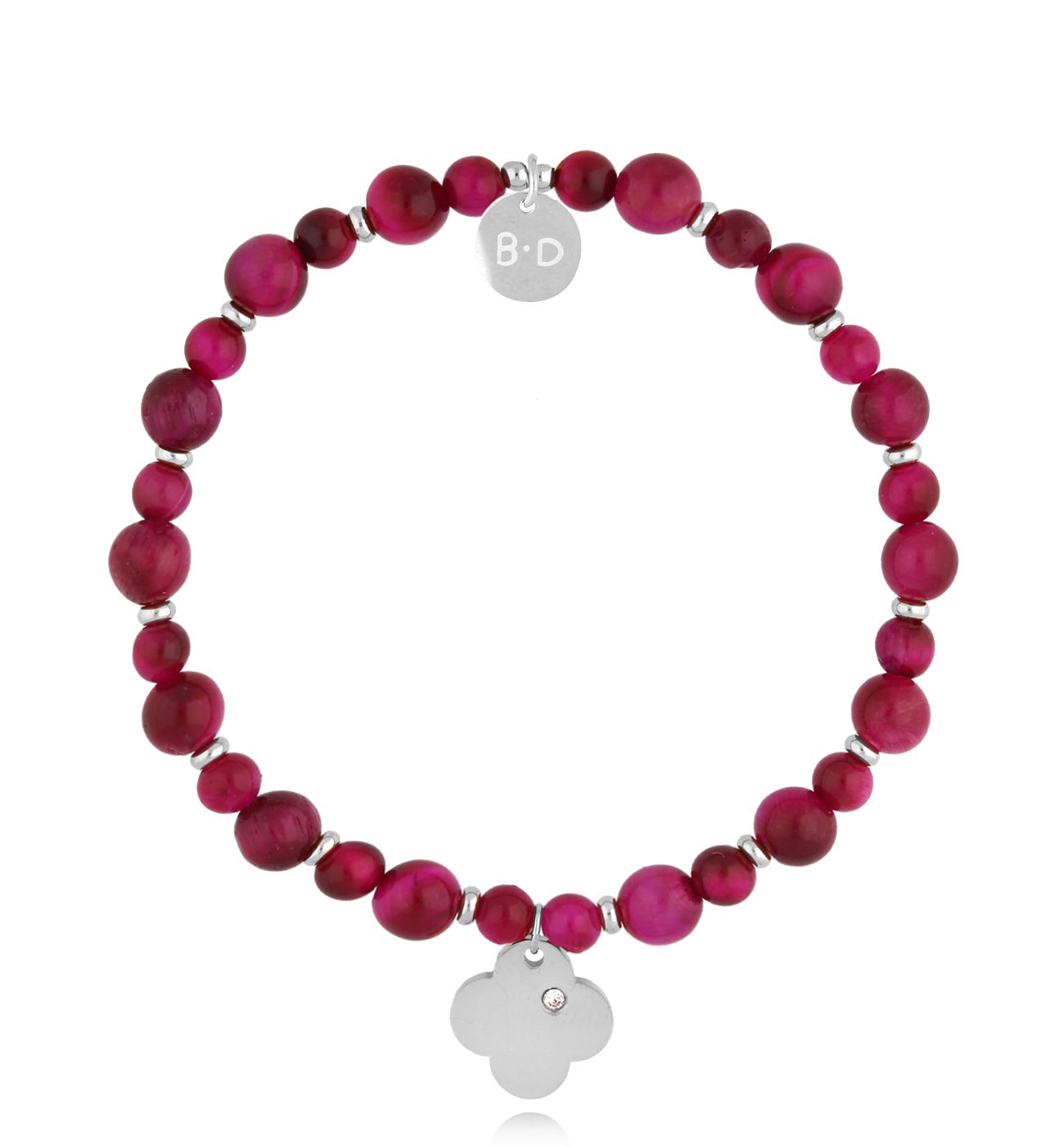 Bransoletka fuksjowa z koniczynką Sariah - By Dziubeka