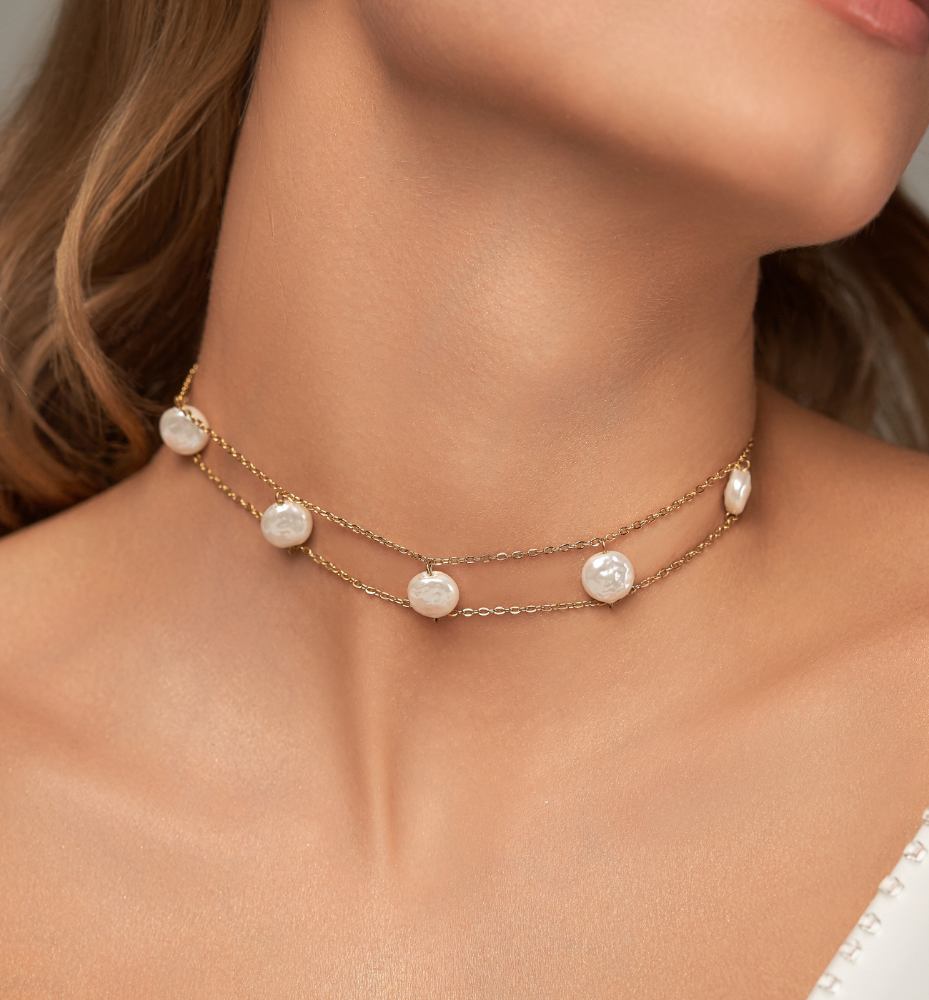 Naszyjnik złoty z perłami Moa - By Dziubeka