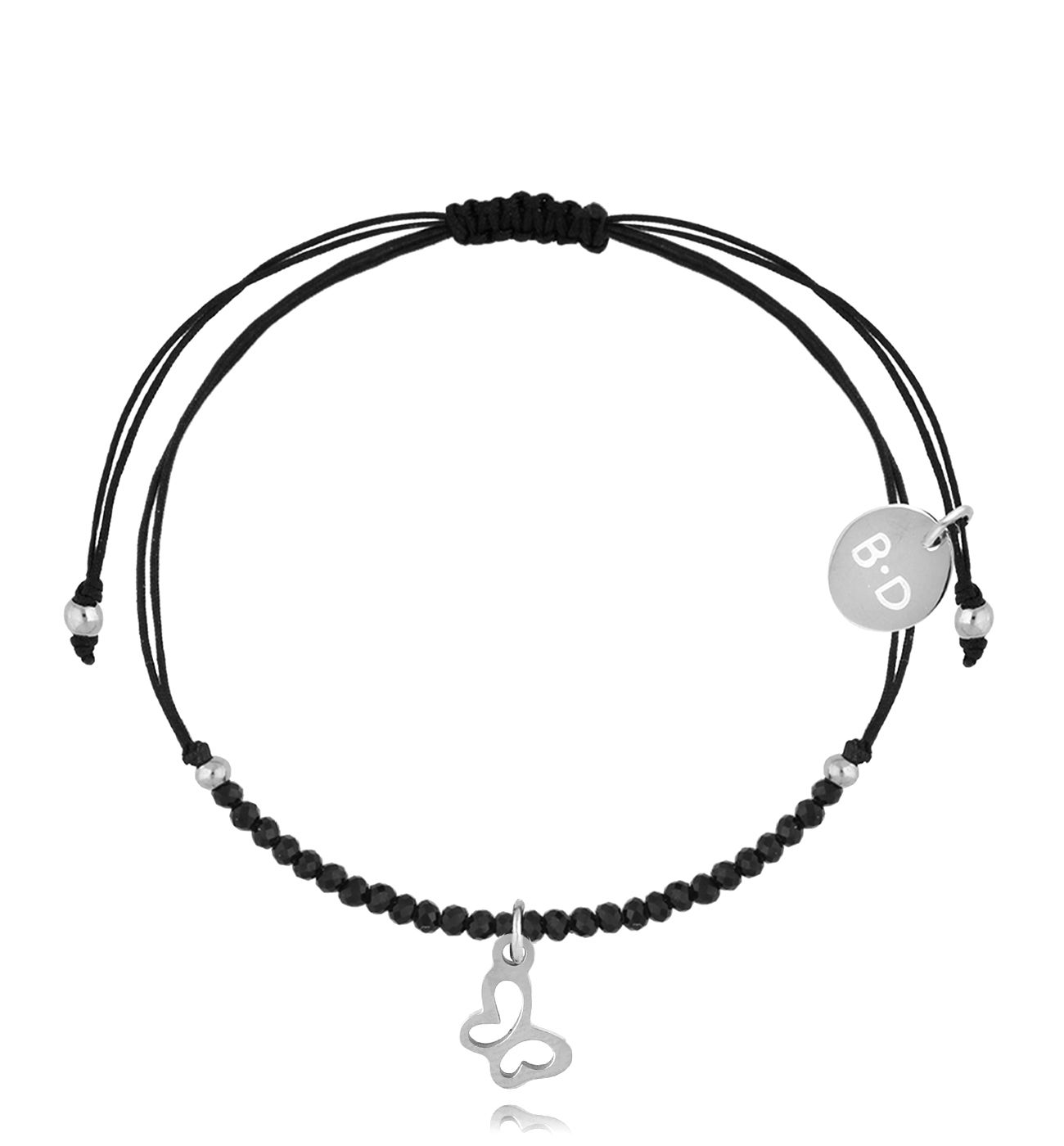 Bransoletka z turmalinami i srebrnym motylkiem Successo BMT0103