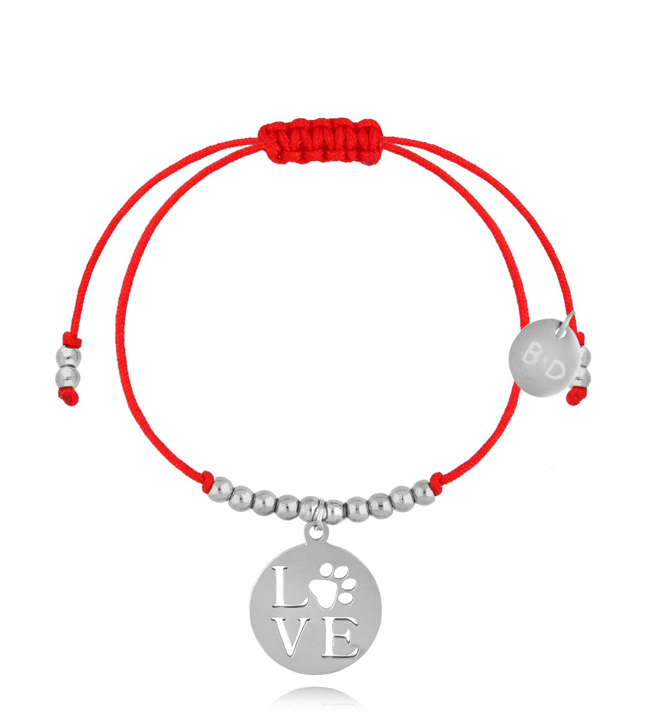 Bransoletka z czerwonym sznurkiem i srebrną zawieszką BGL1007 - By Dziubeka