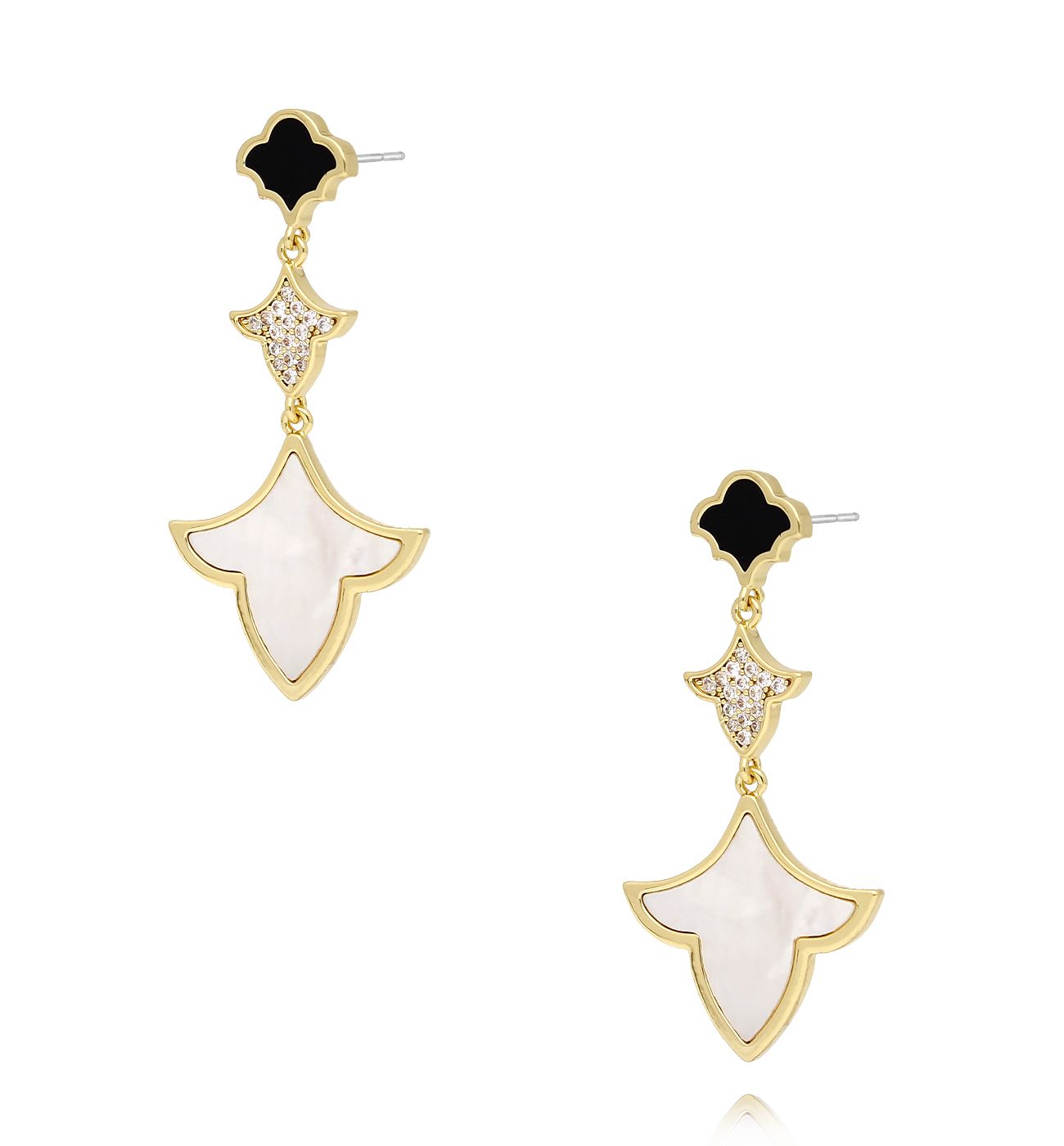 Kolczyki z orientalnym wzorem czarno białe KLU0013