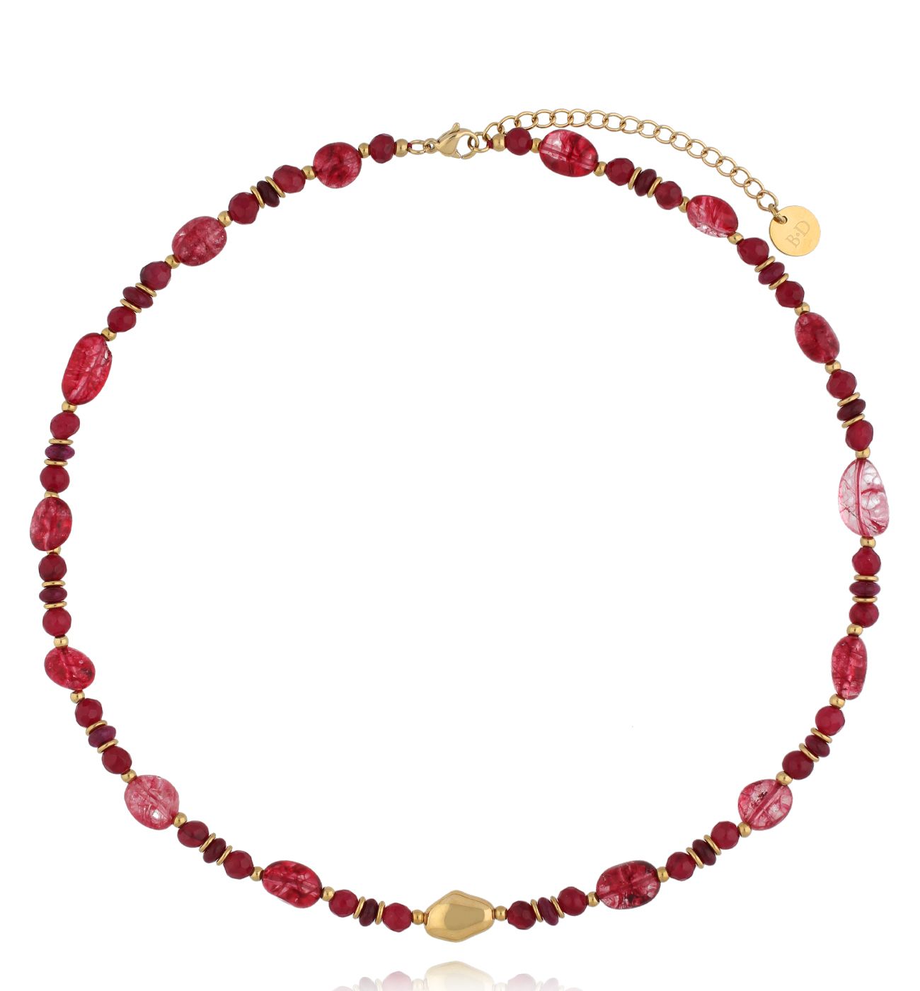 Naszyjnik bordowy z jadeitami NSC0552