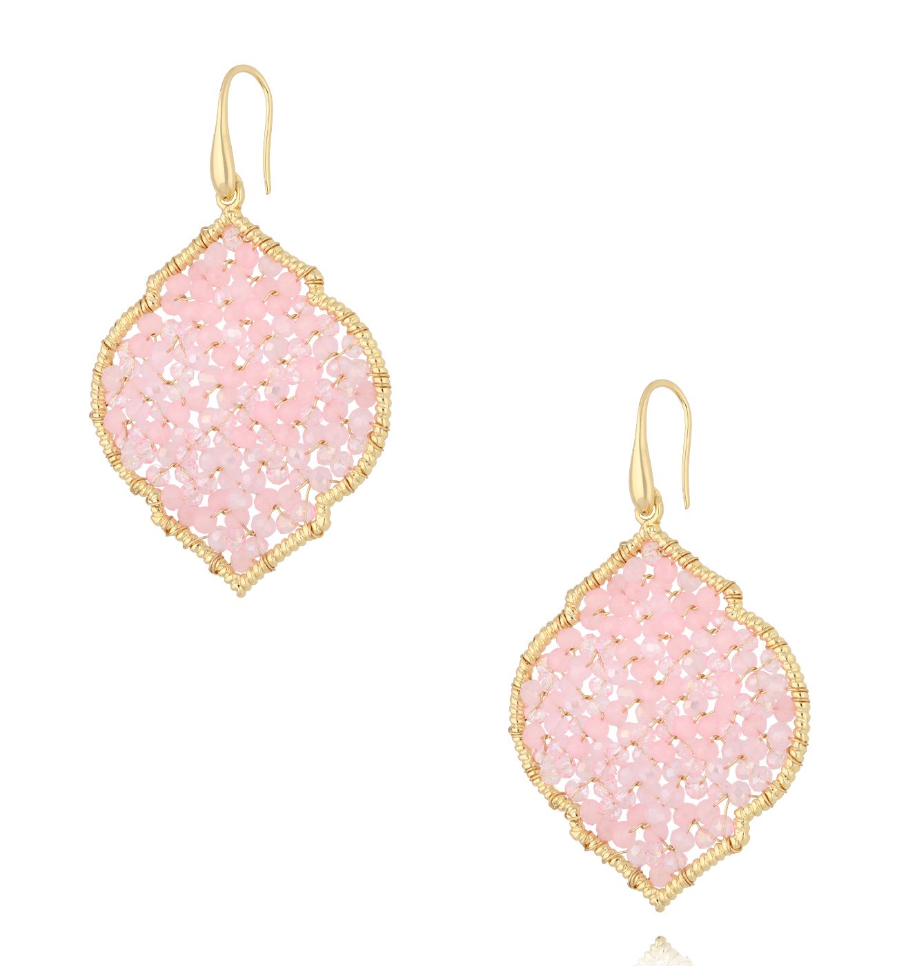 Kolczyki z różowymi kryształkami KWE0196