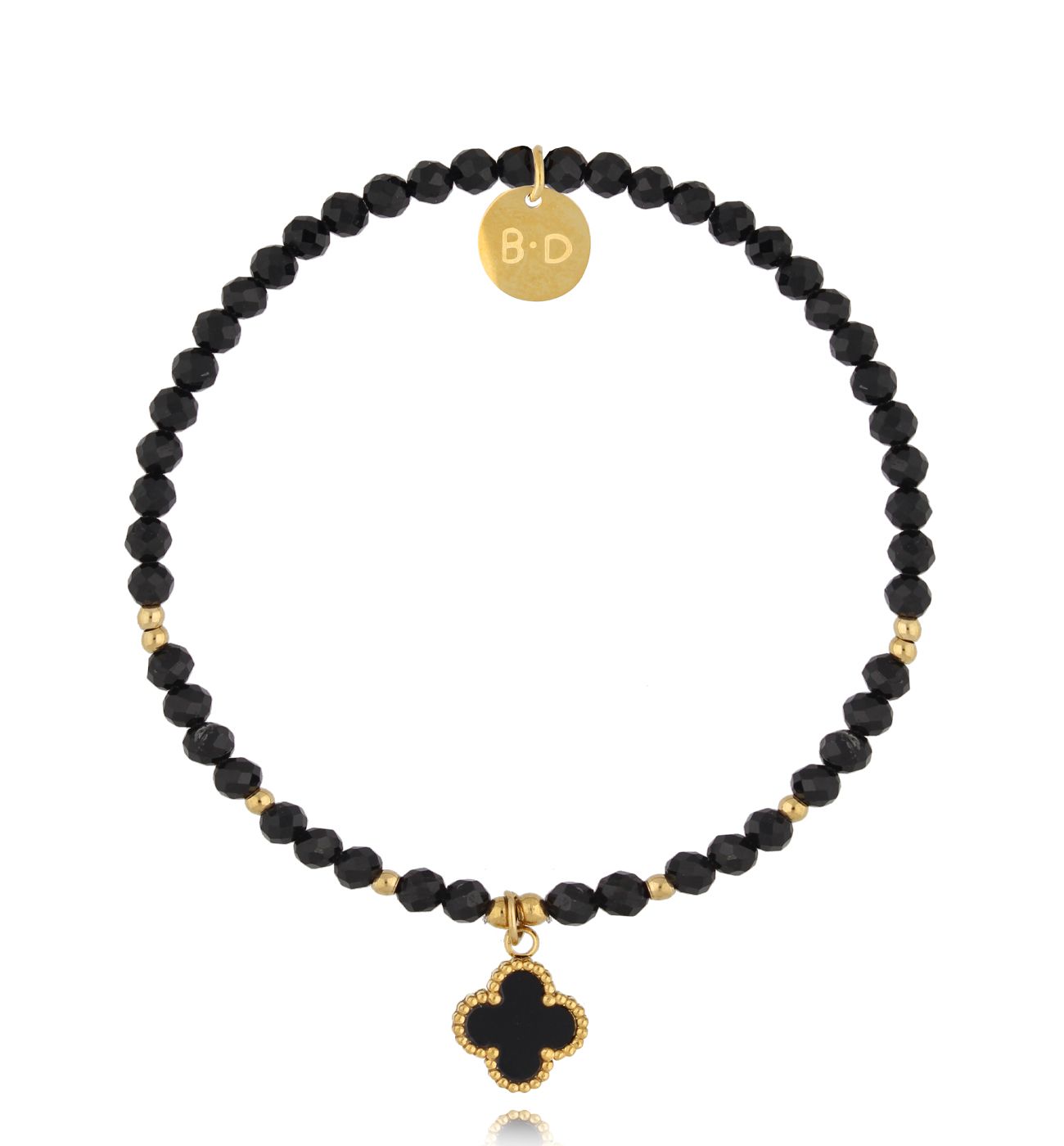 Bransoletka z turmalinami i czarną koniczynką - By Dziubeka