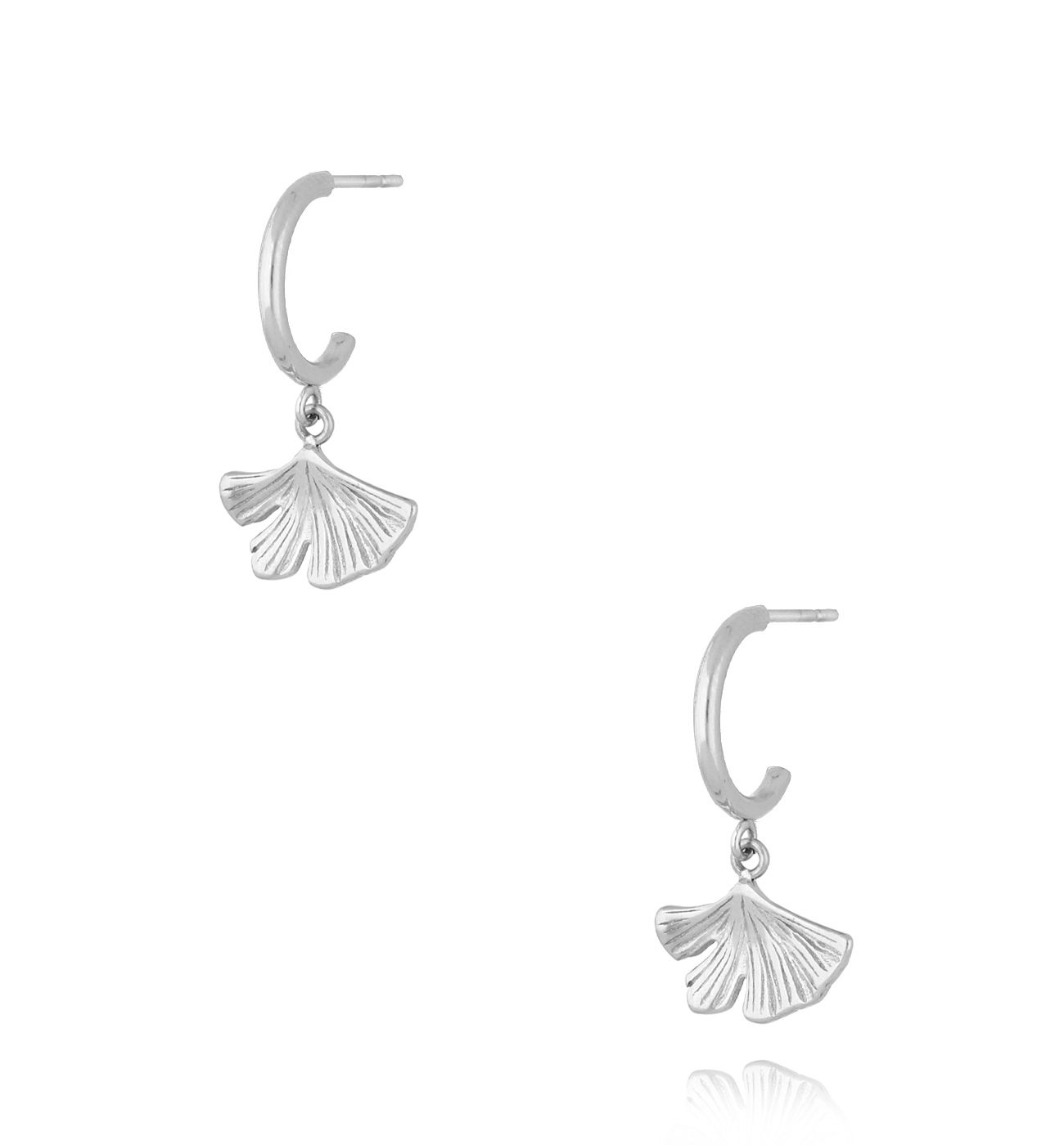 Kolczyki srebrne z liściem miłorzębu japońskiego Ginkgo - By Dziubeka