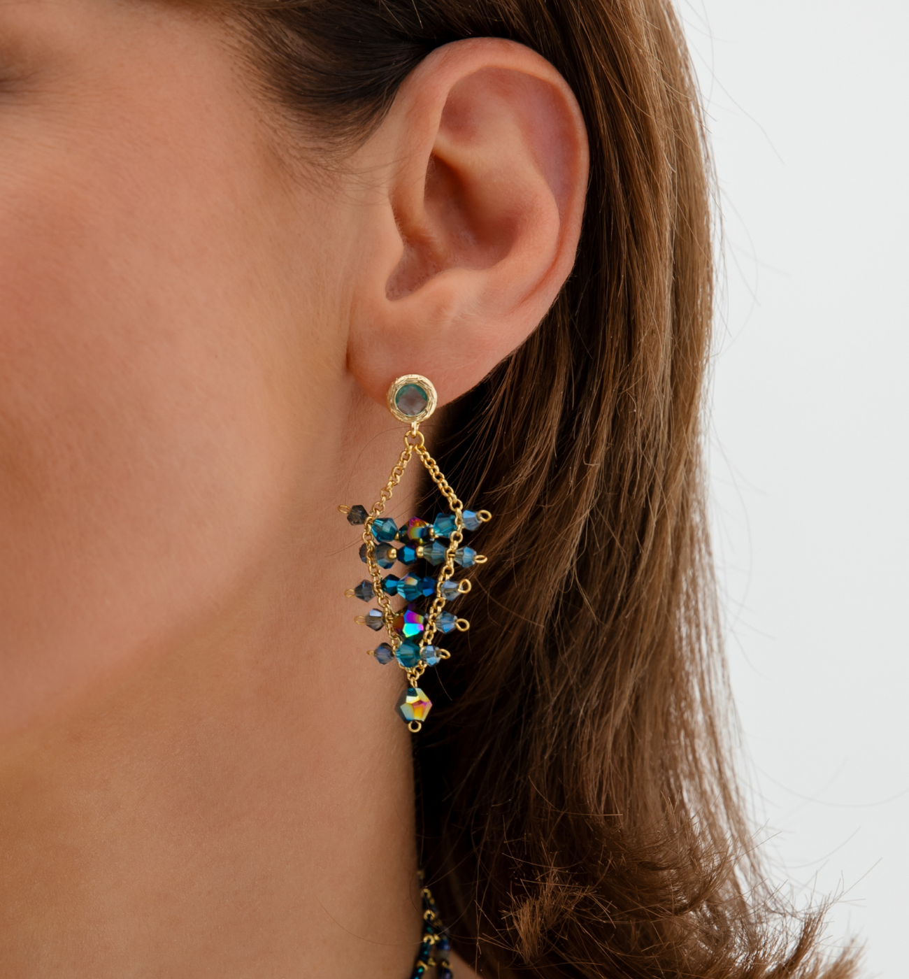 Kolczyki z kryształkami granatowe KSC0150 - By Dziubeka