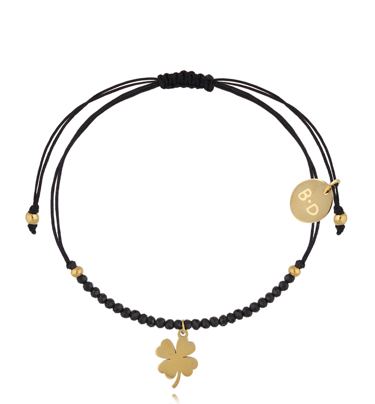 Bransoletka z turmalinami i złotą koniczynką Feliz BMT0232 - By Dziubeka