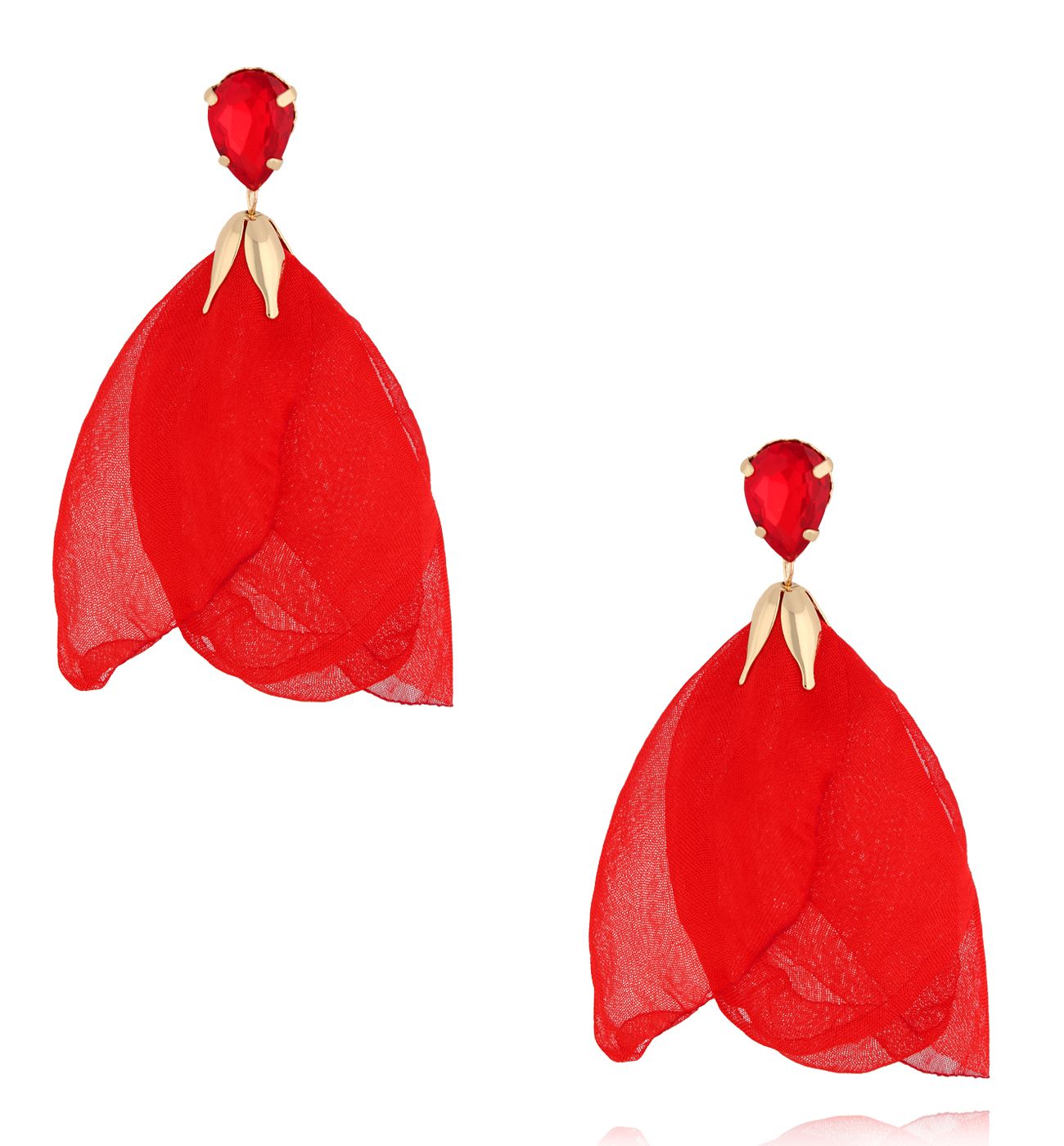 Kolczyki z czerwoną tkaniną KBL1919