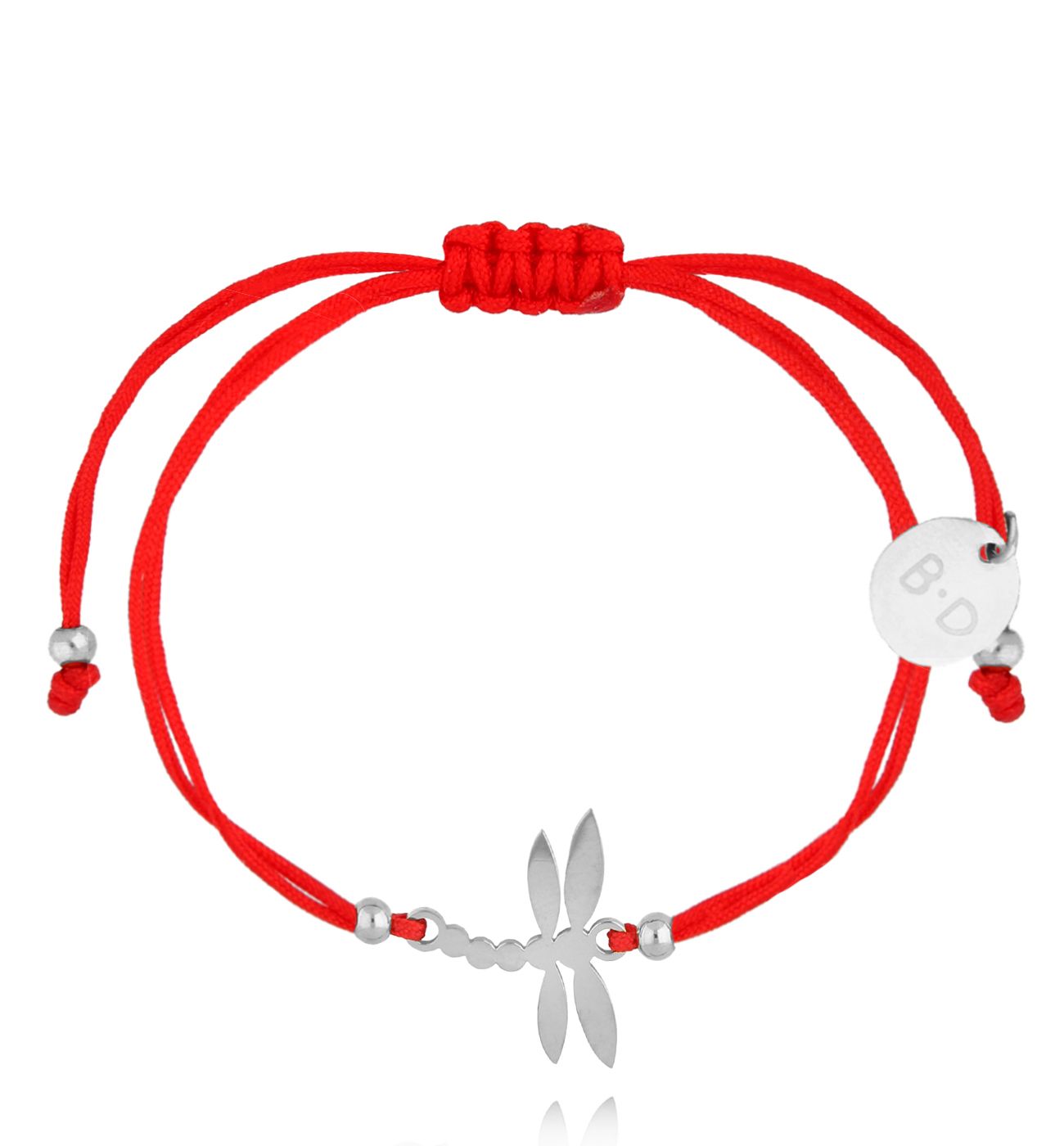 Bransoletka czerwona ze srebrną ważką Changement BGL0927