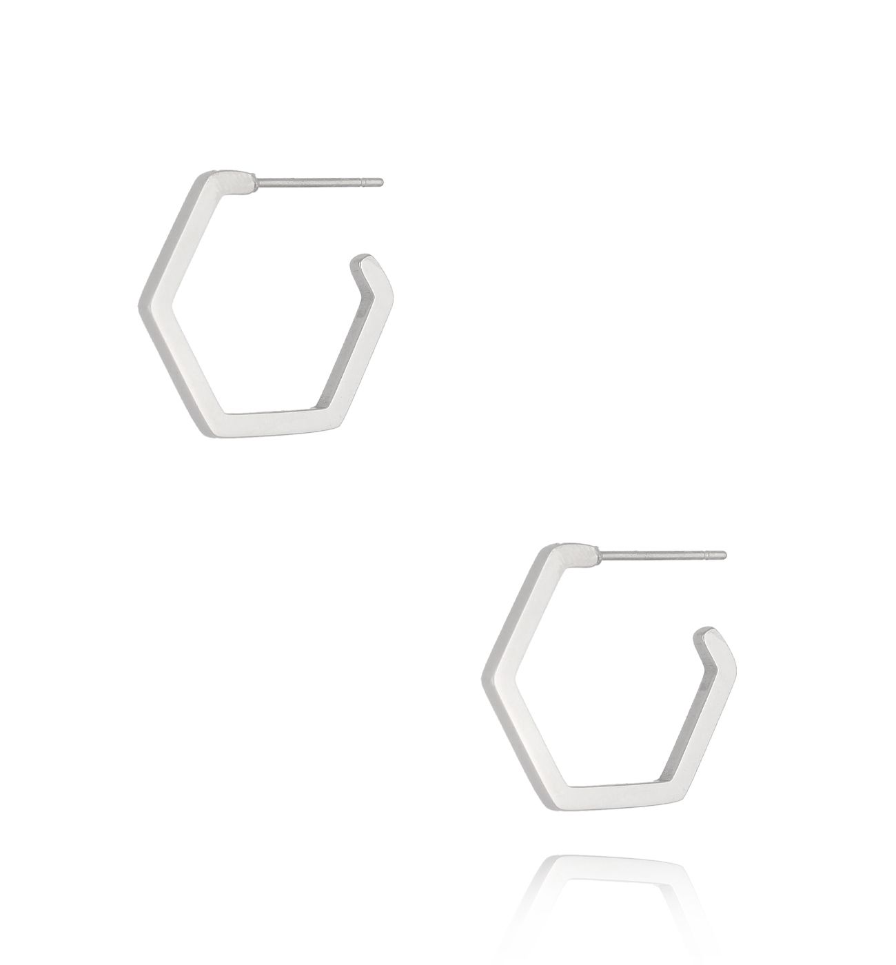 Kolczyki sześciokąty srebrne średne Hexagon KSA1020