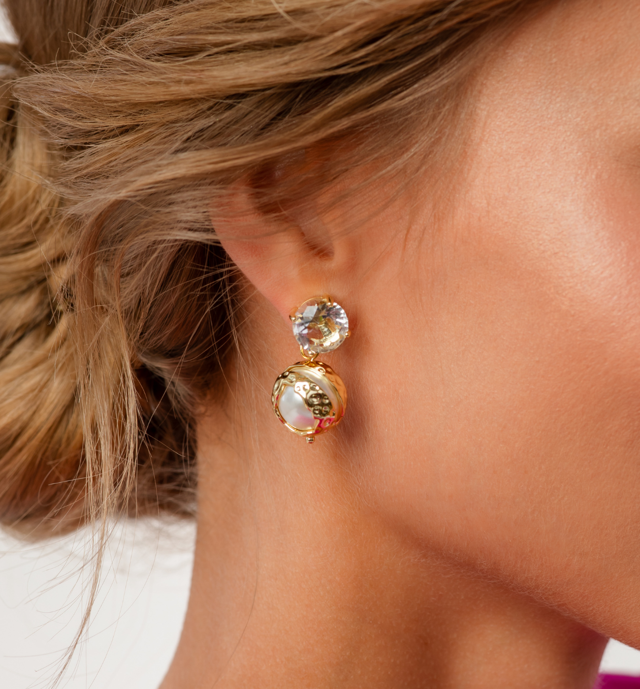 Kolczyki z perłami i cyrkoniami złote - By Dziubeka