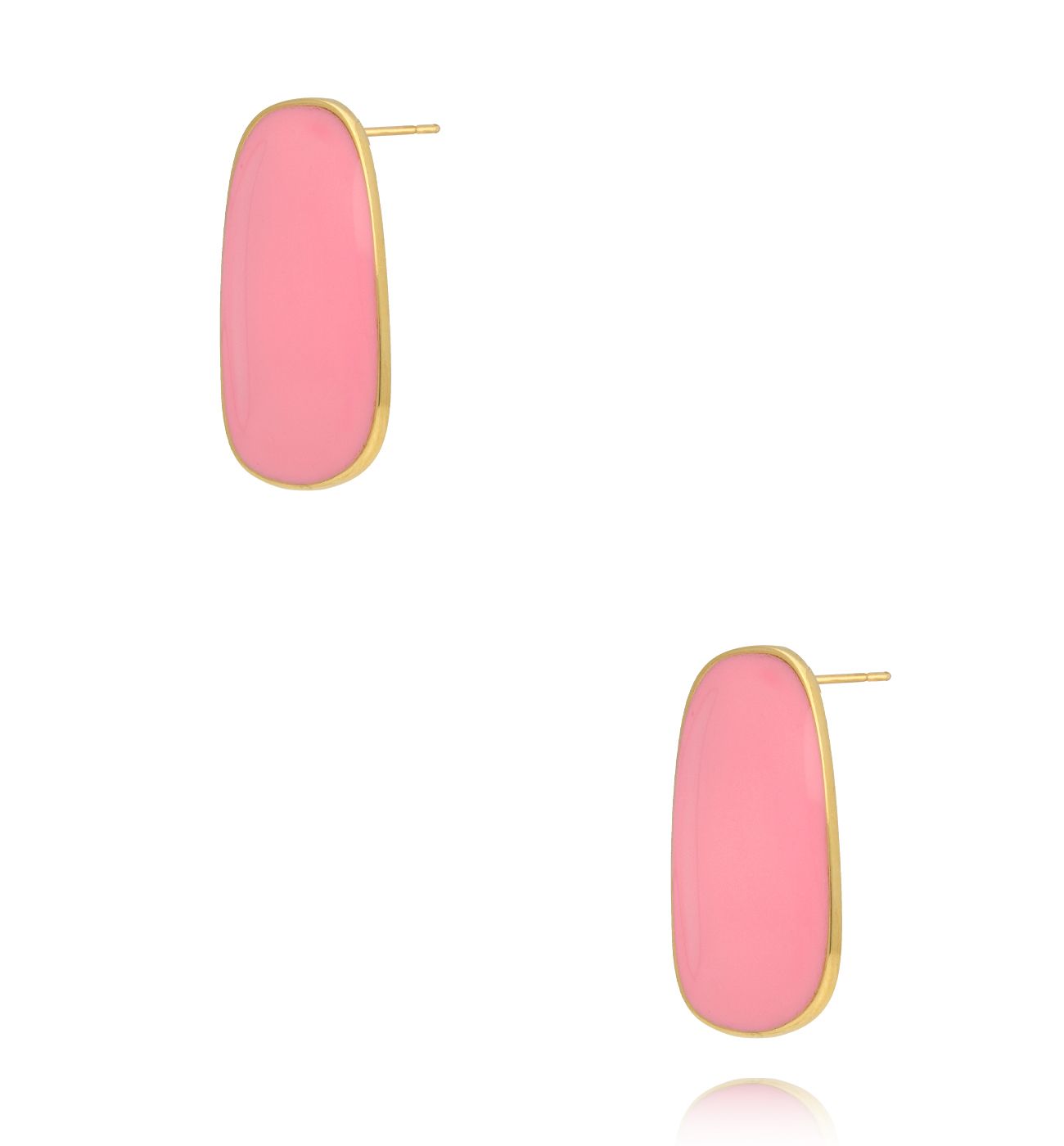 Kolczyki prostokątne emaliowane różowe złote KSY0508