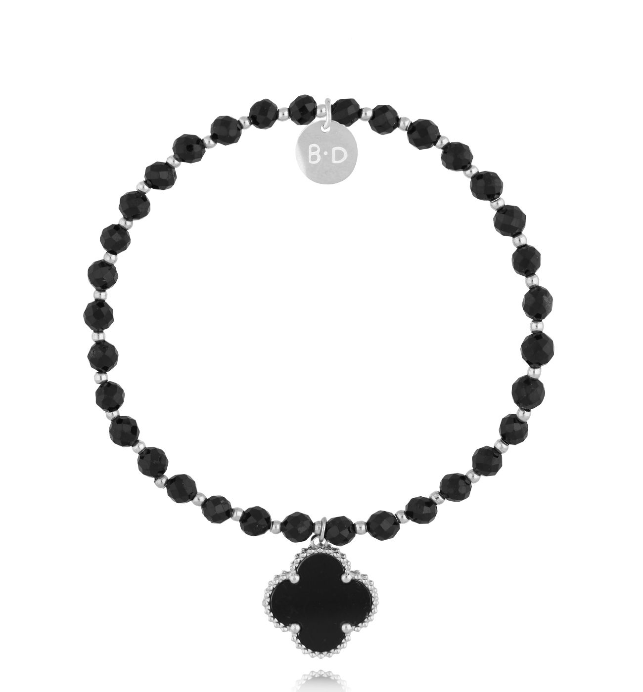 Bransoletka z turmalinami i koniczynką srebrna - By Dziubeka