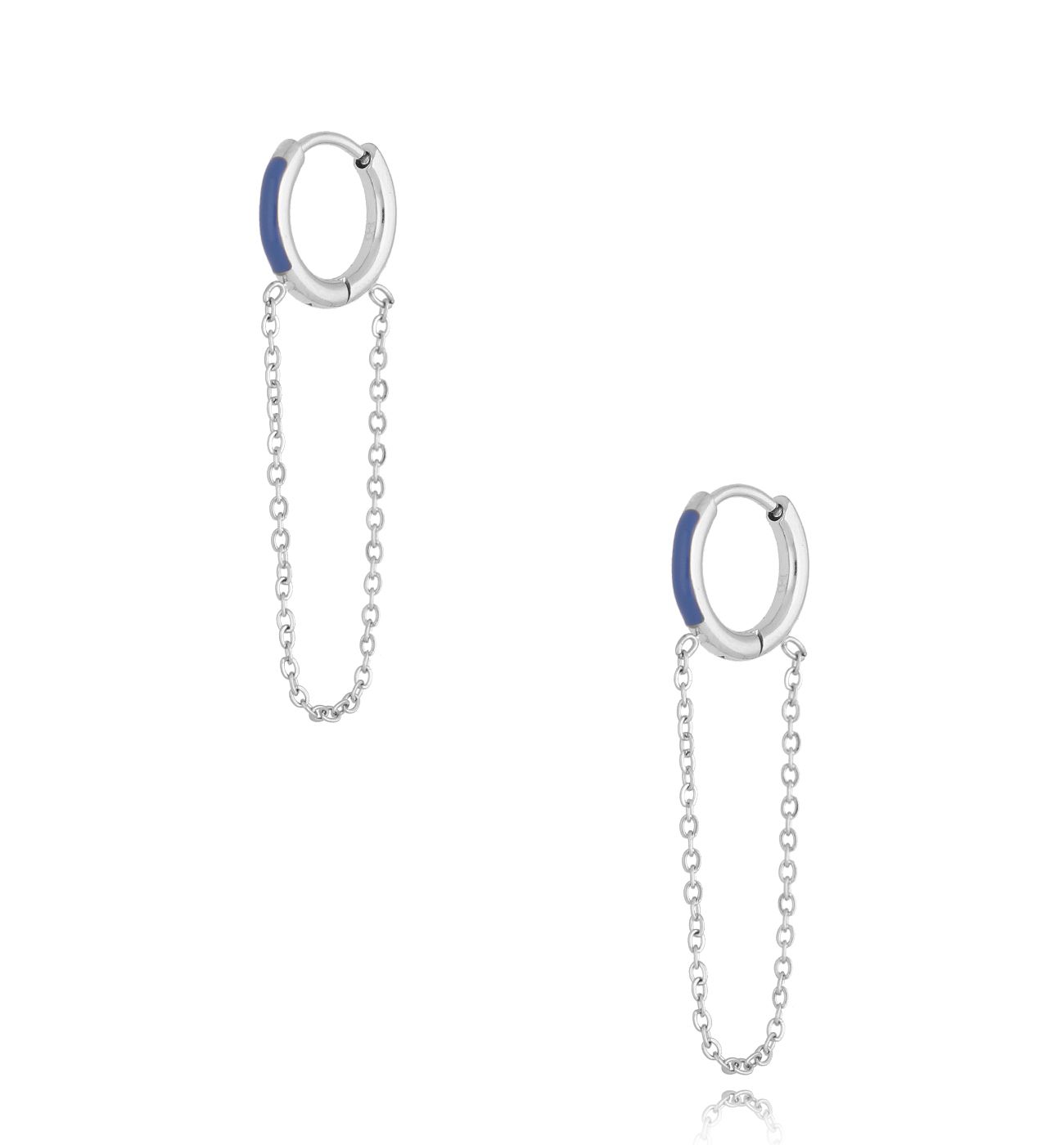Kolczyki koła z niebieską emalią i łańcuszkiem Enamel Hoops KSA1629