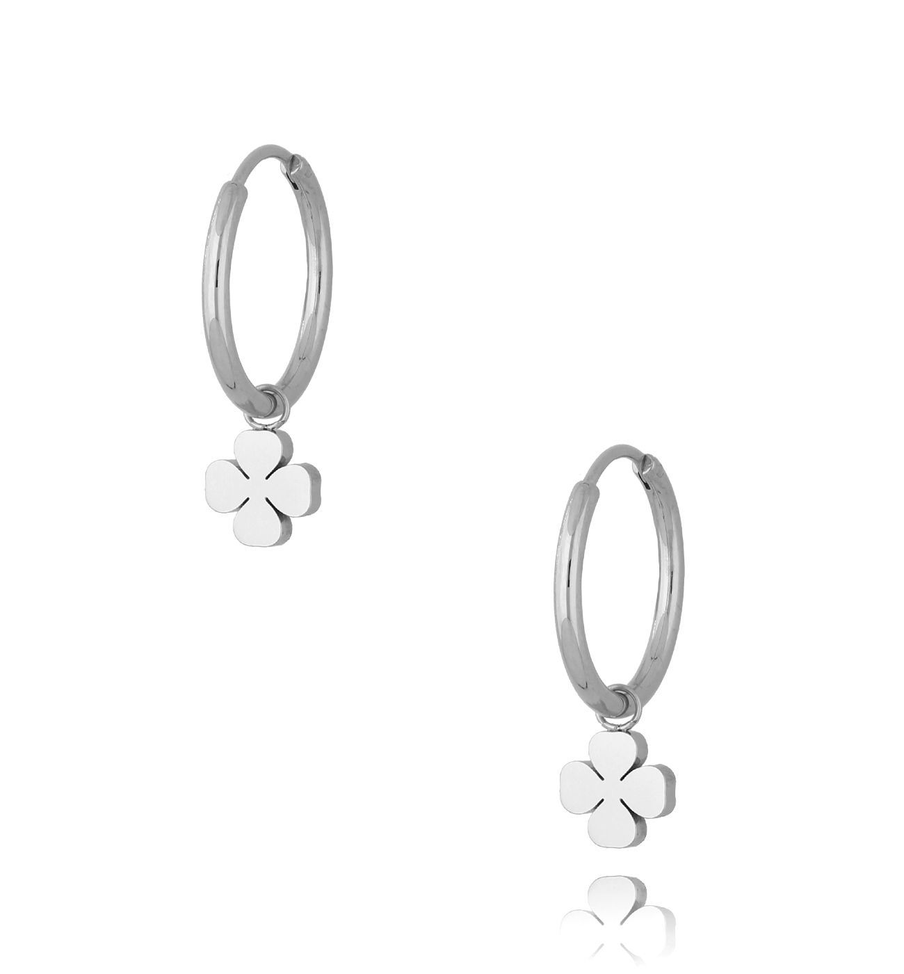 Kolczyki kółka posrebrzane ze stali szlachetnej Silver Clover KSA0296