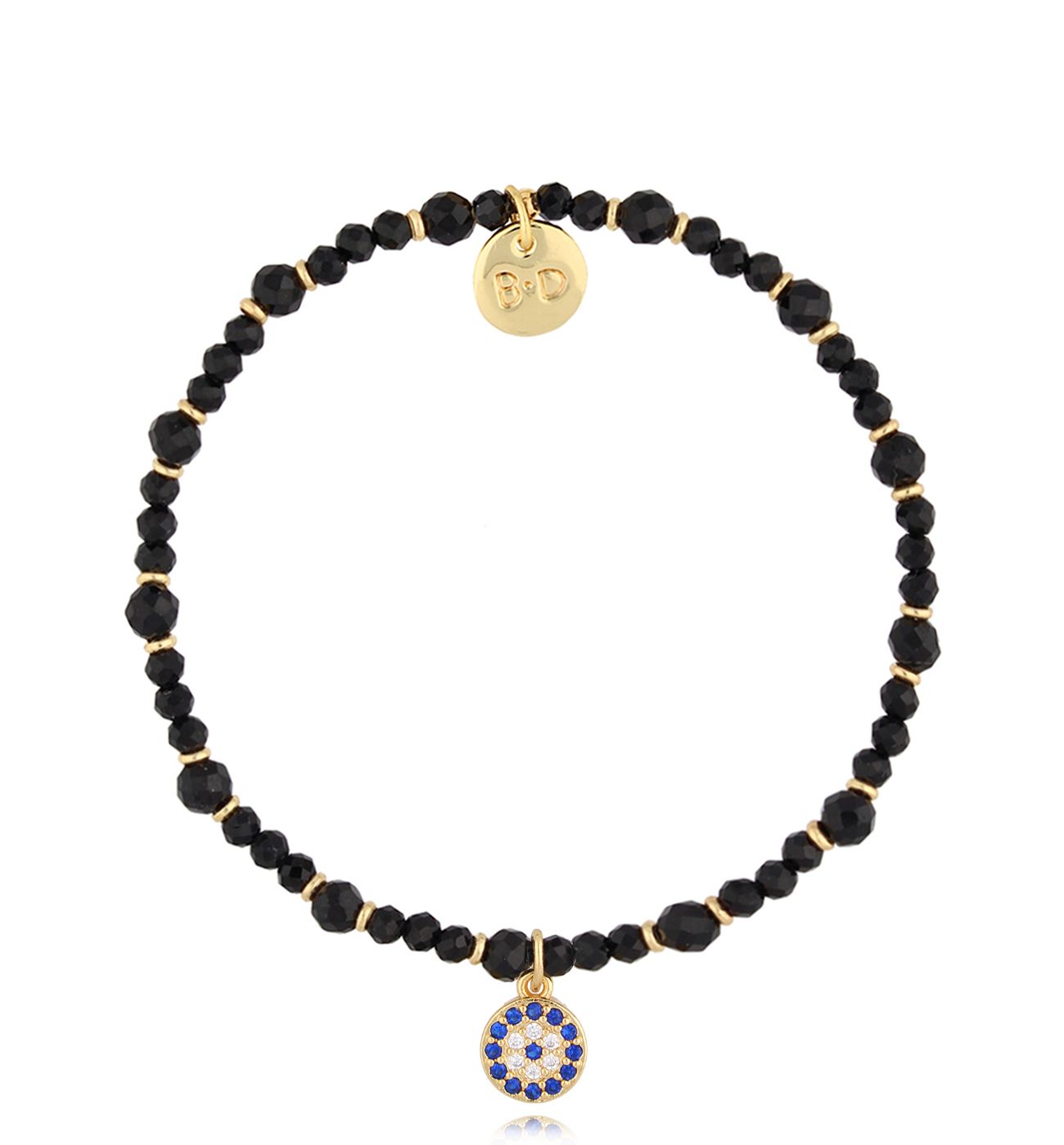 Bransoletka z czarnymi turmalinami i zawieszką Sundial BTW1803