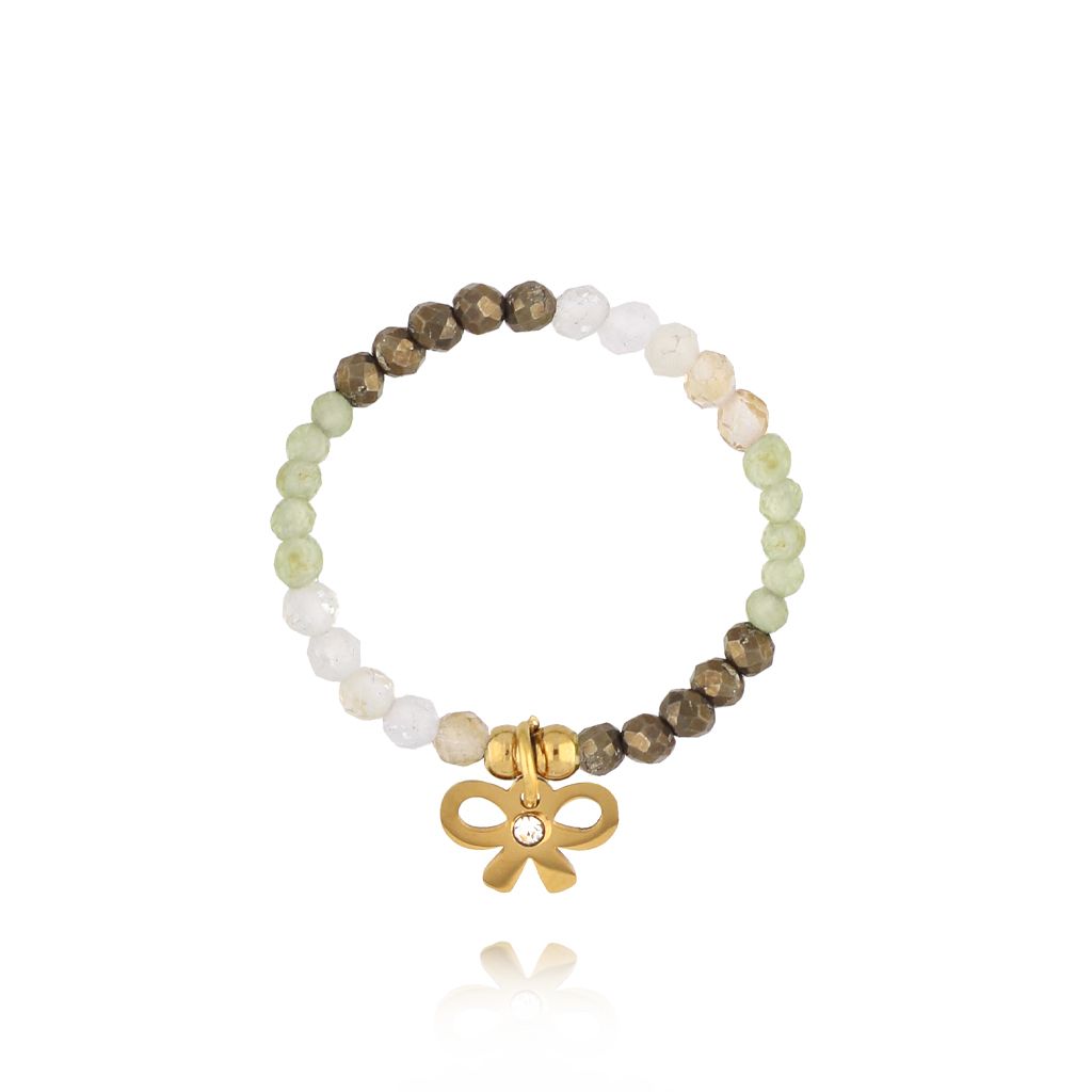 Pierścionek elastyczny z kokardką zielony PTW0500