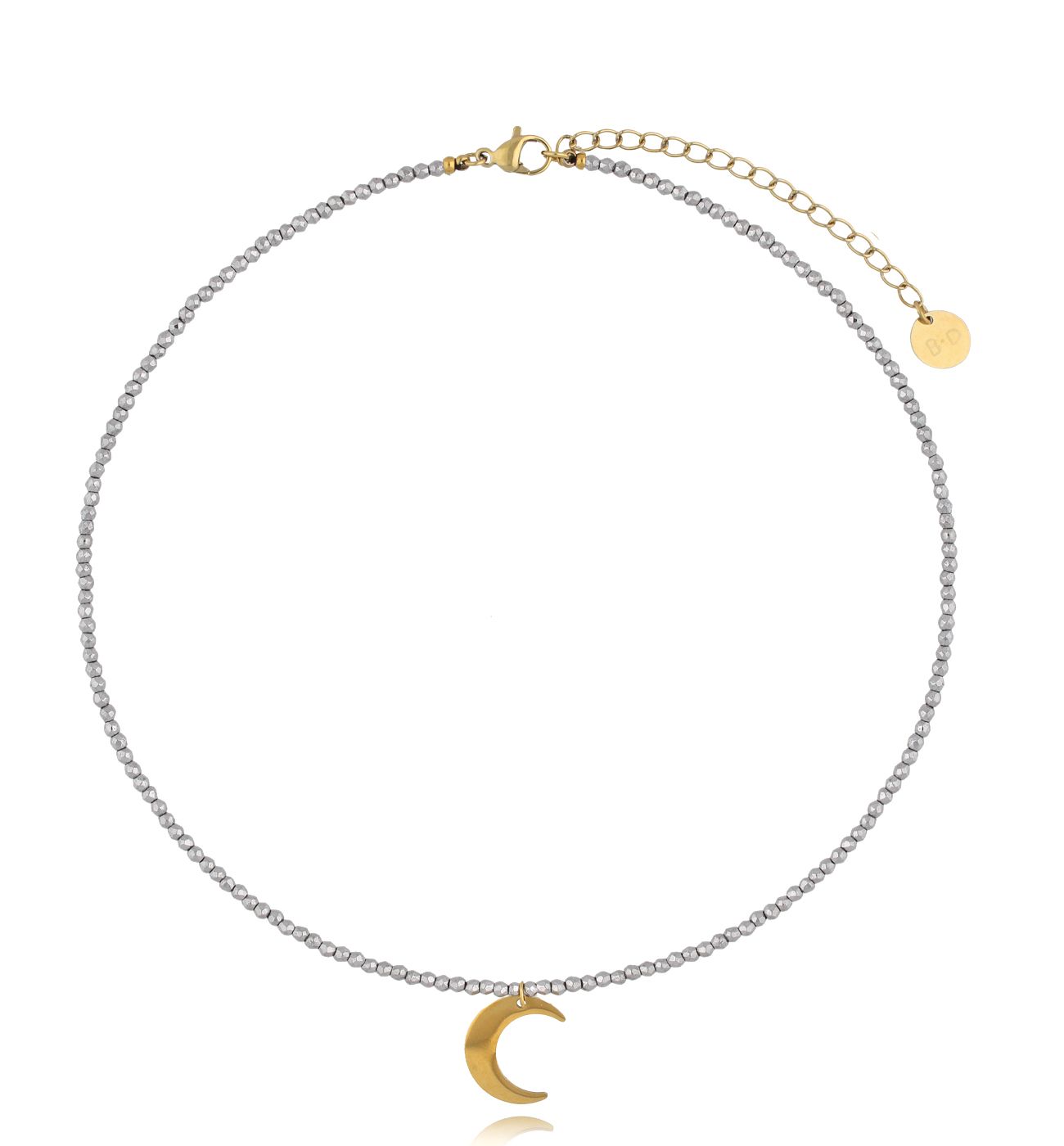 Naszyjnik z hematytami i złotym księżycem NTW1269